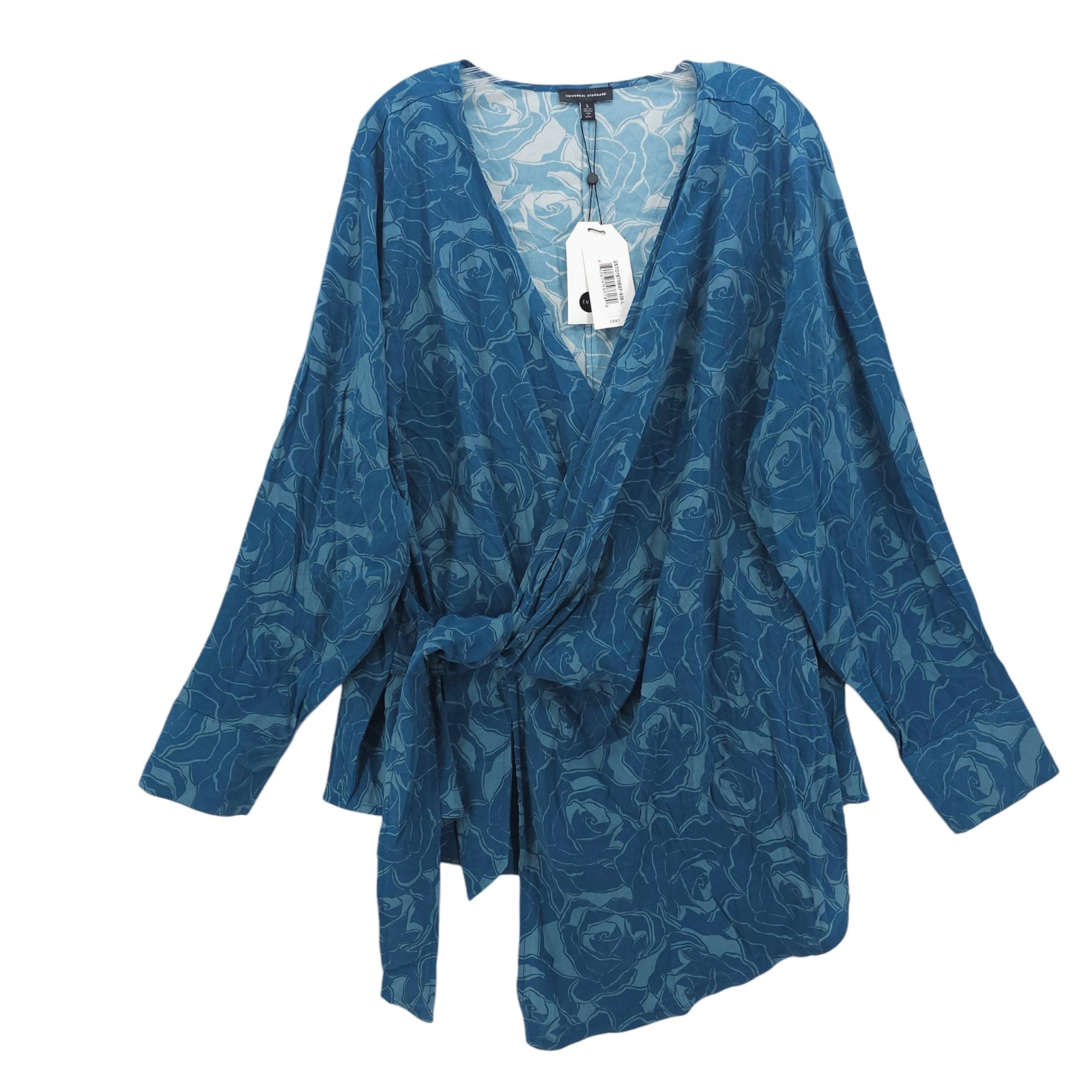 NWT UNIVERSAL STANDARD Beacon Stretch Cupro Wrap Top Rose Deep Teal Size 22-24