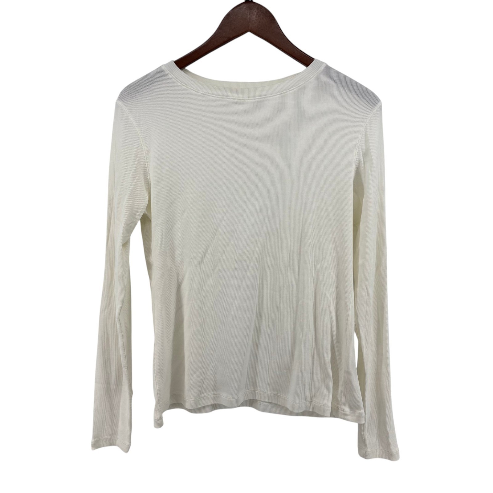Peruvian Connection Women’s Pima Cotton Rib Long Sleeve Top White Size M