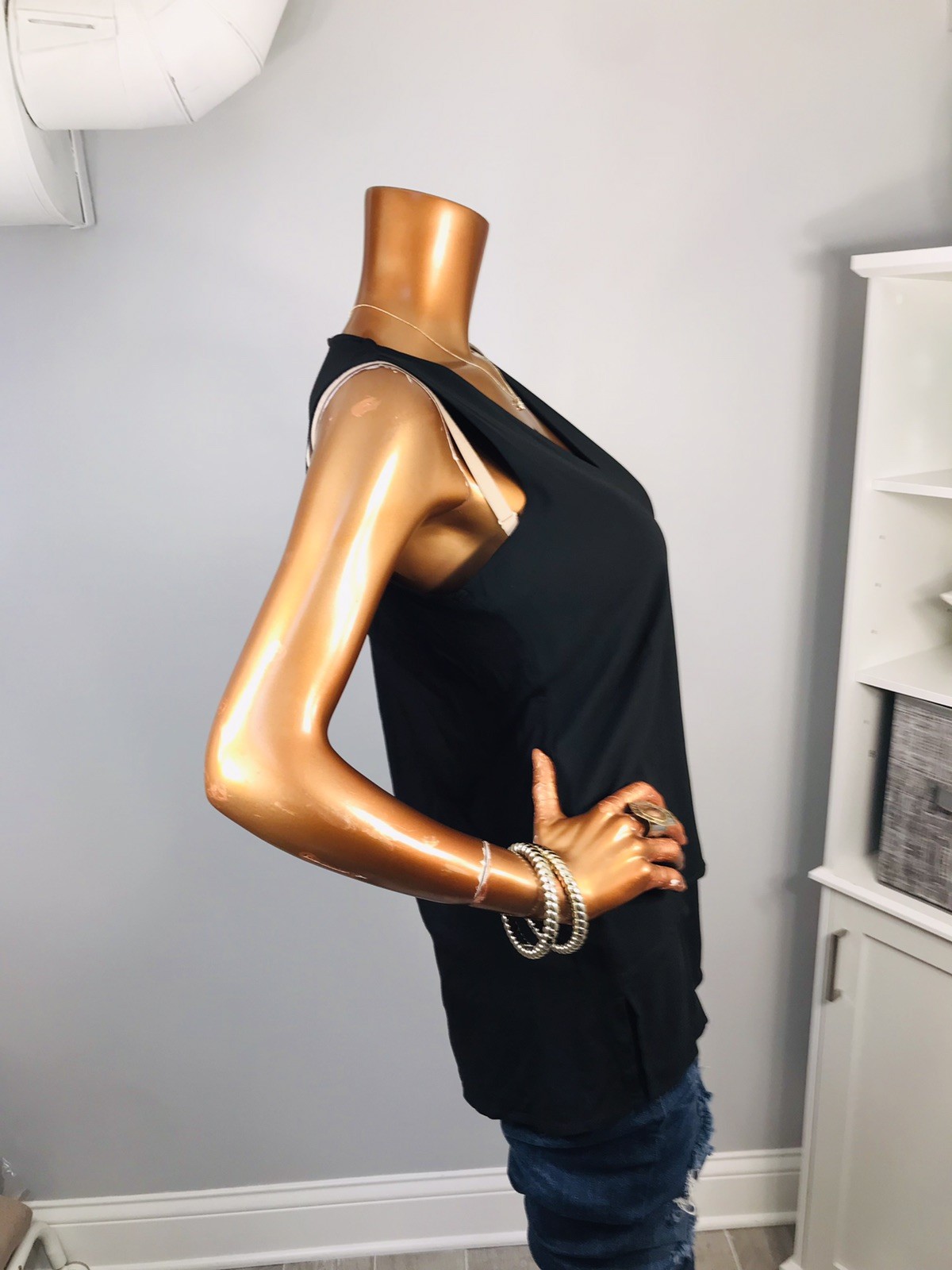 Michael Kors M Top NWT $58 Stretch MK Logo Black Sleeveless Blouse Casual Sexy