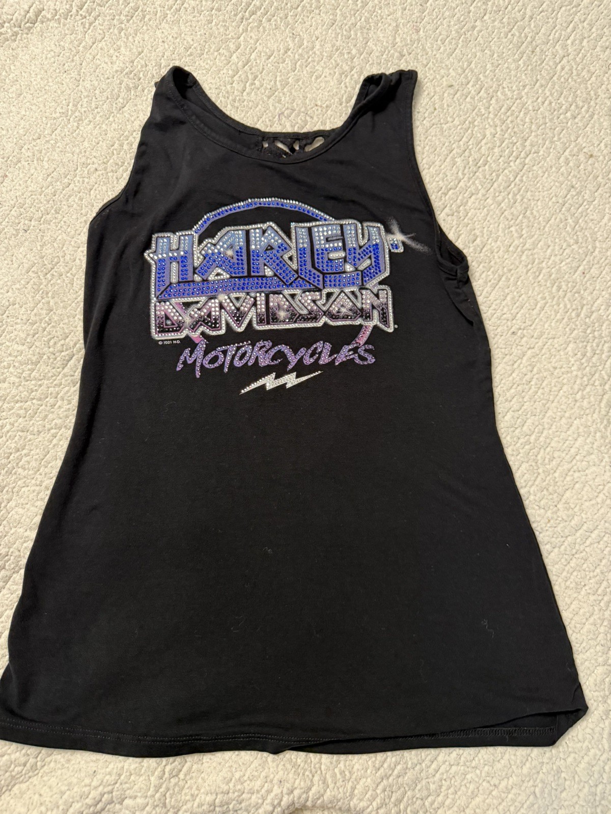 Harley-Davidson Shirt Womens S Black Sleeveless Lace Back Motorcycle Tank Top