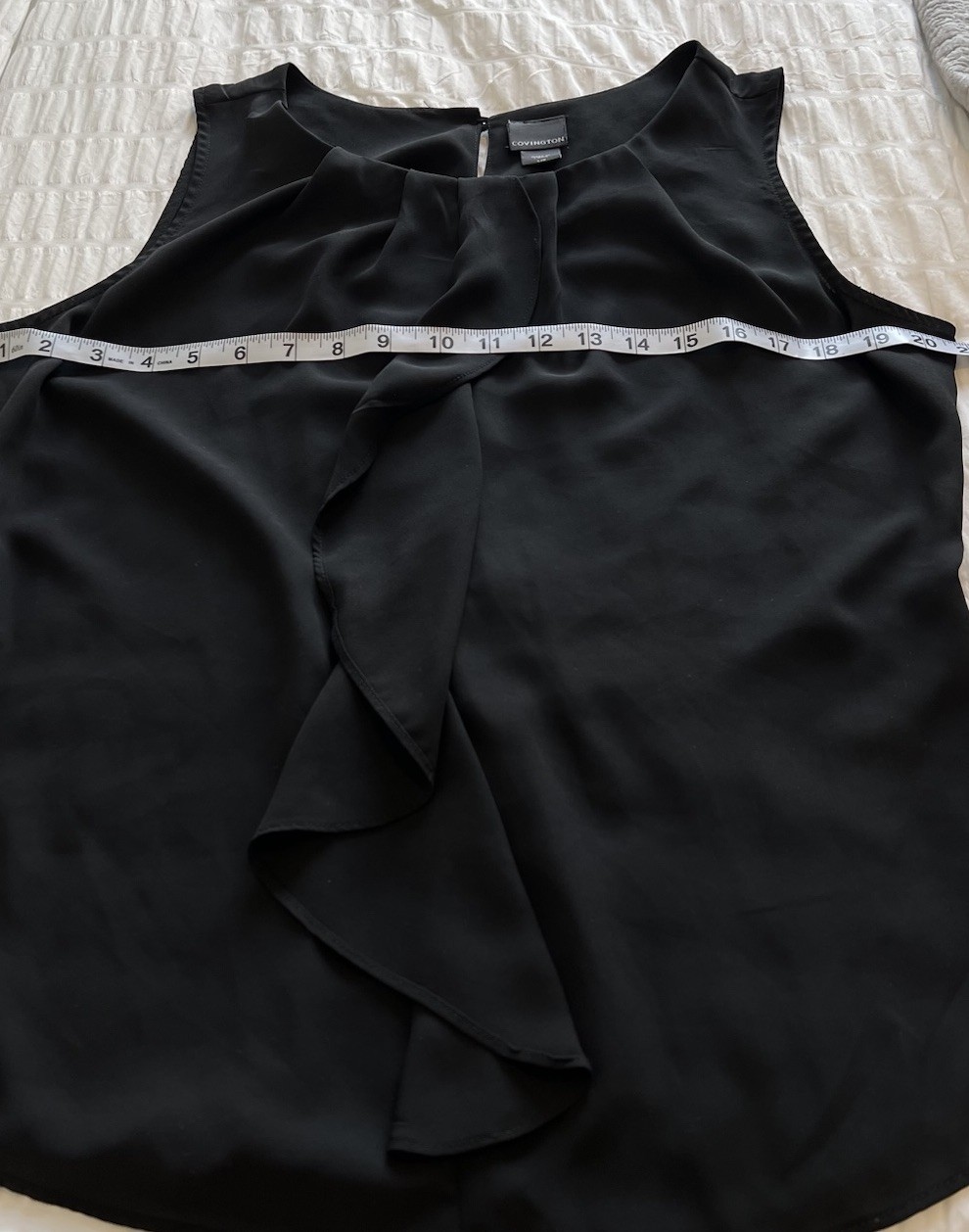 Covington Size L Womens Black Career Ruffle Sleeveless Pullover Blouse