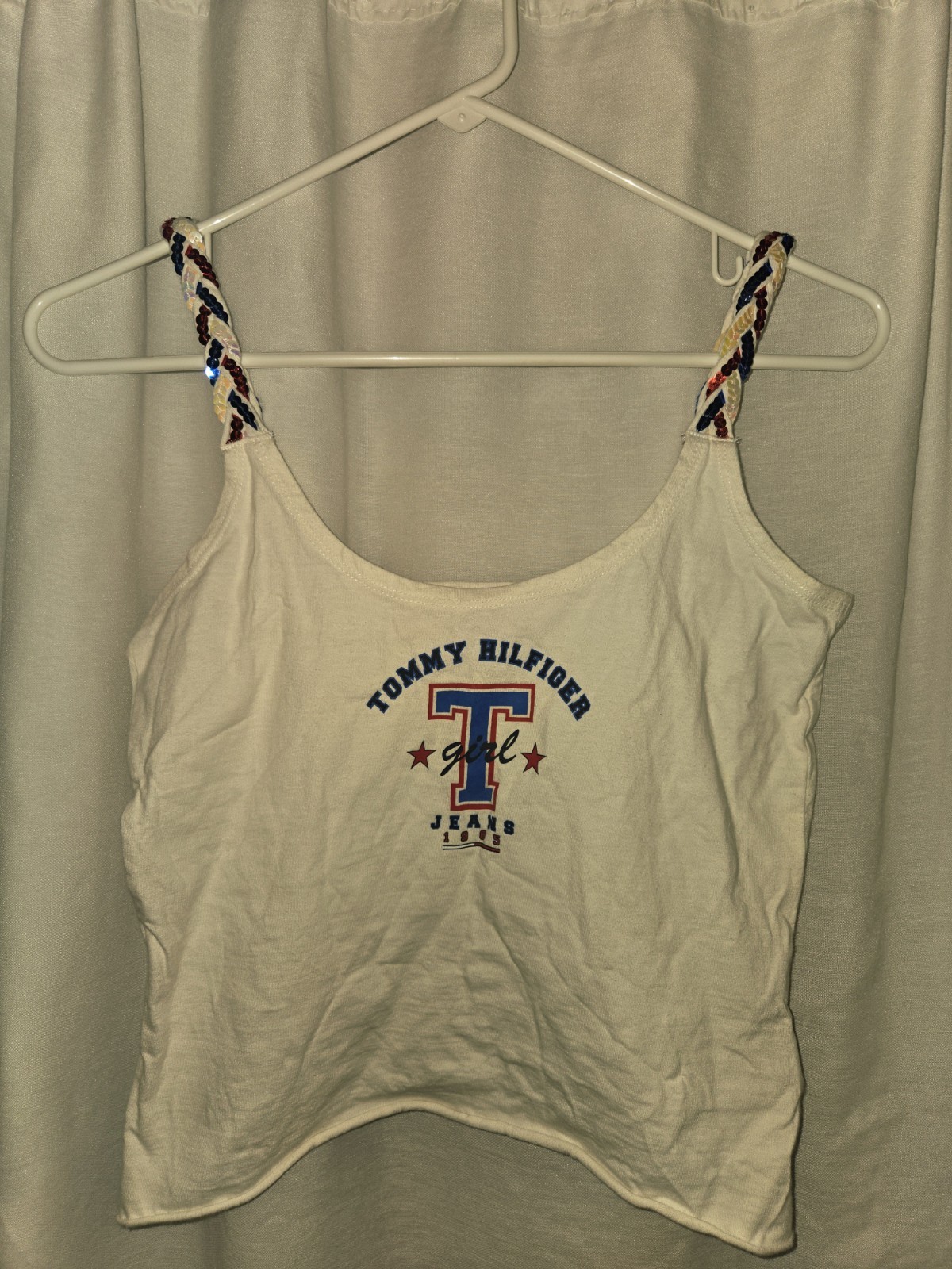 VTG Tommy Hilfiger Tank Top “Tommy Girl” Jeans 1985 Logo Y2K Red/White/Blue Sz M