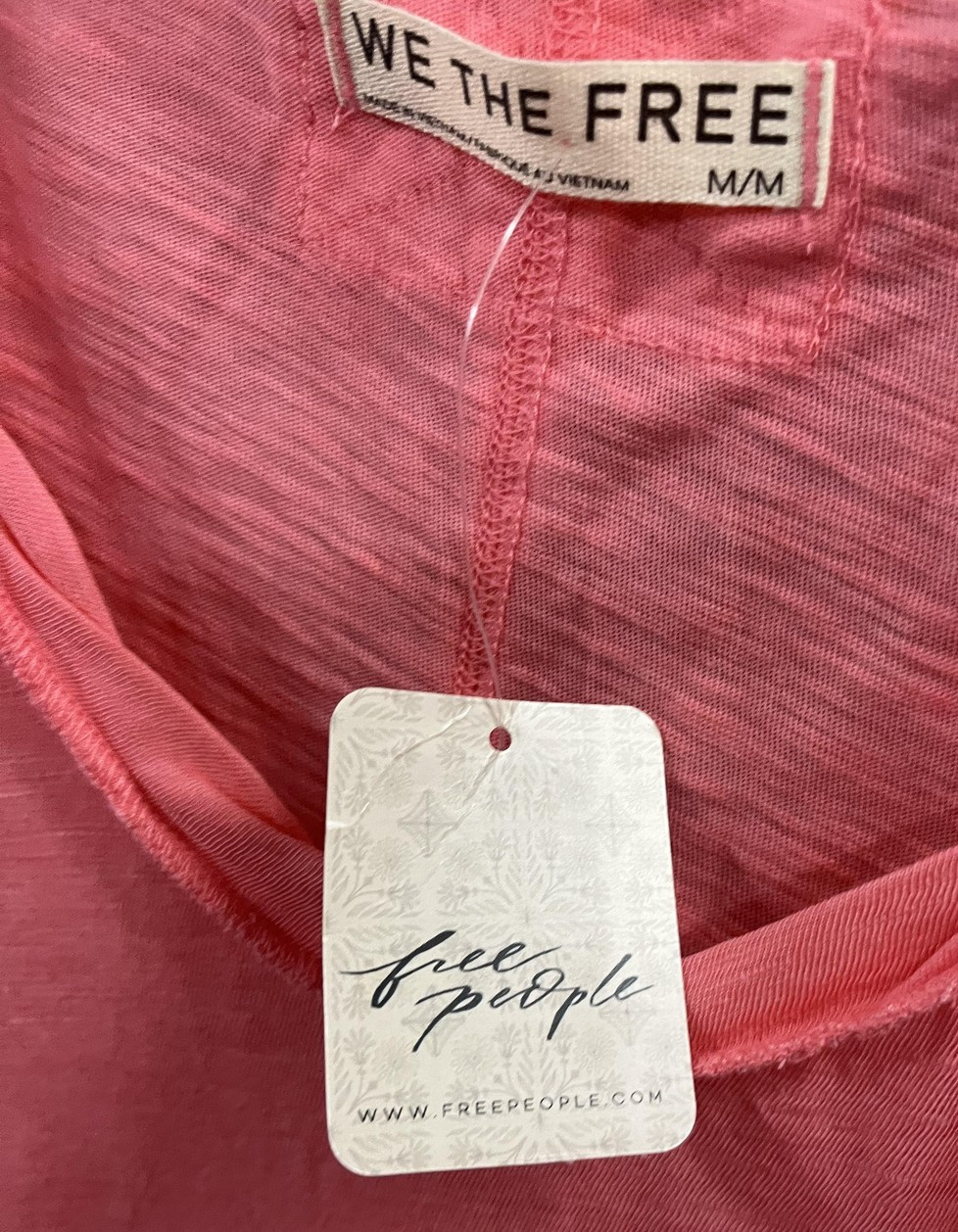 Free People Tank Top Womens MEDIUM Pink We The Free Confetti Slub High Low Hem