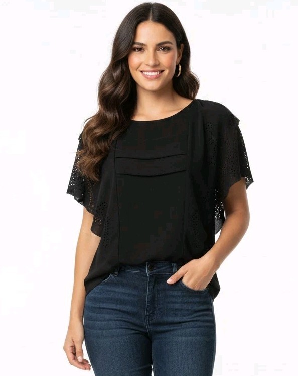 Comptoir des Cotonniers Women’s Top Sz 40 M/L Black Blouse Bohemian Boho