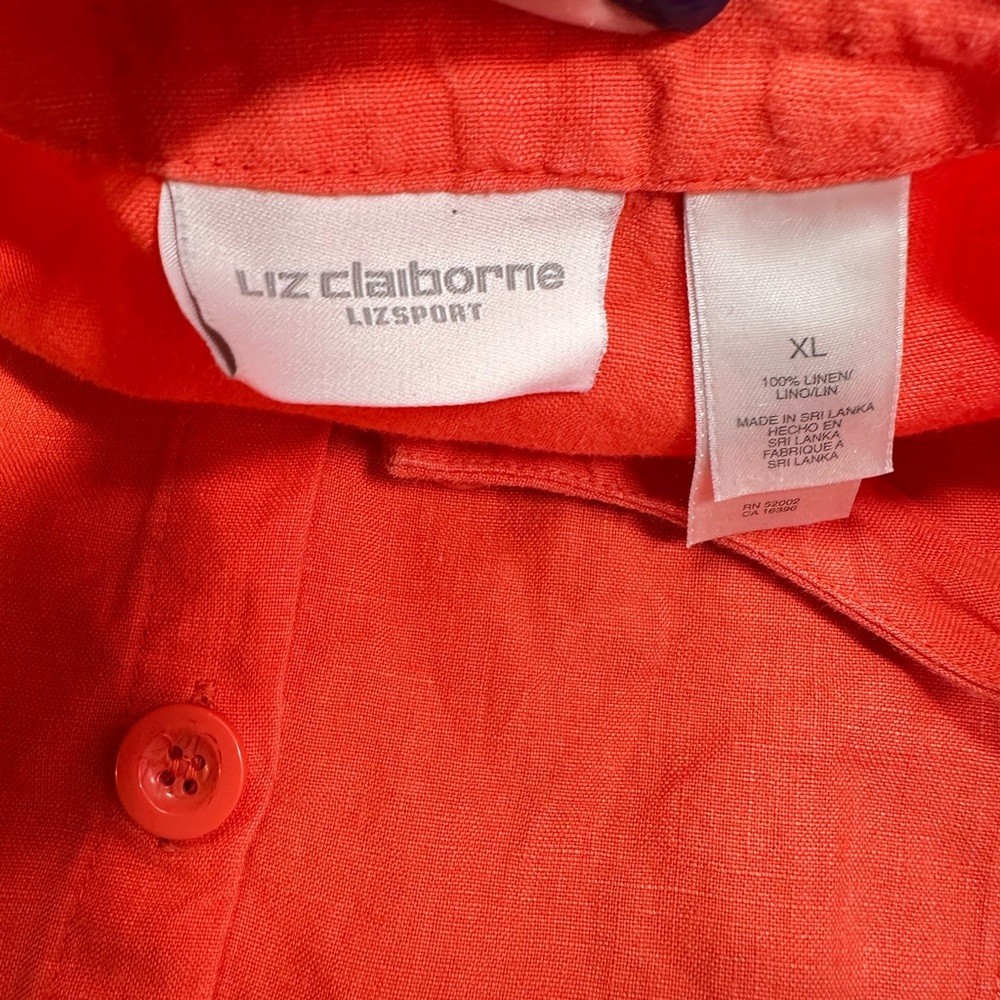 Liz Claiborne liz sports womens XL bright coral linen button up Jacket classic