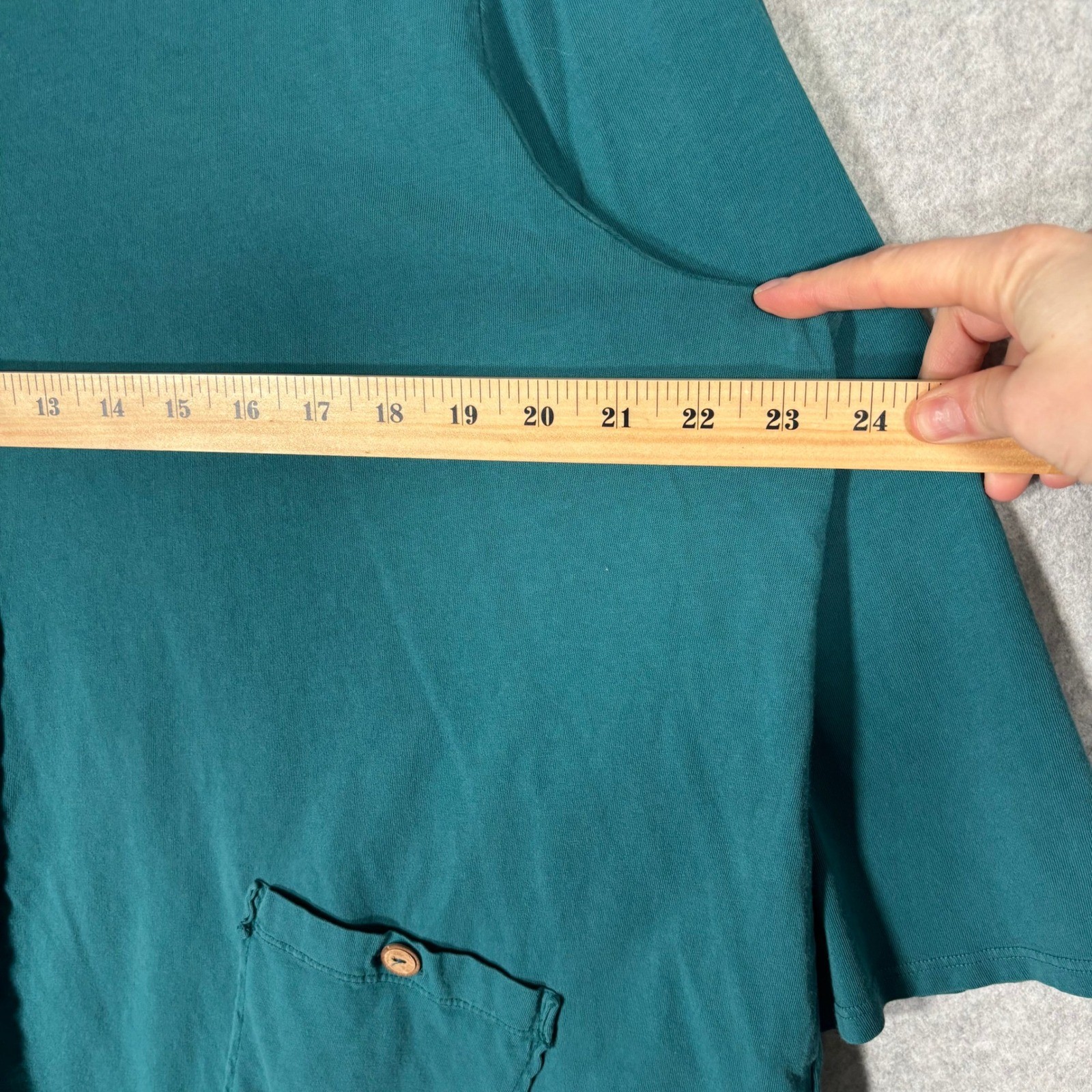 Focus Casual Life Asymmetric Tunic Top XL Teal Pocket Flowy Lagenlook Artsy Boho