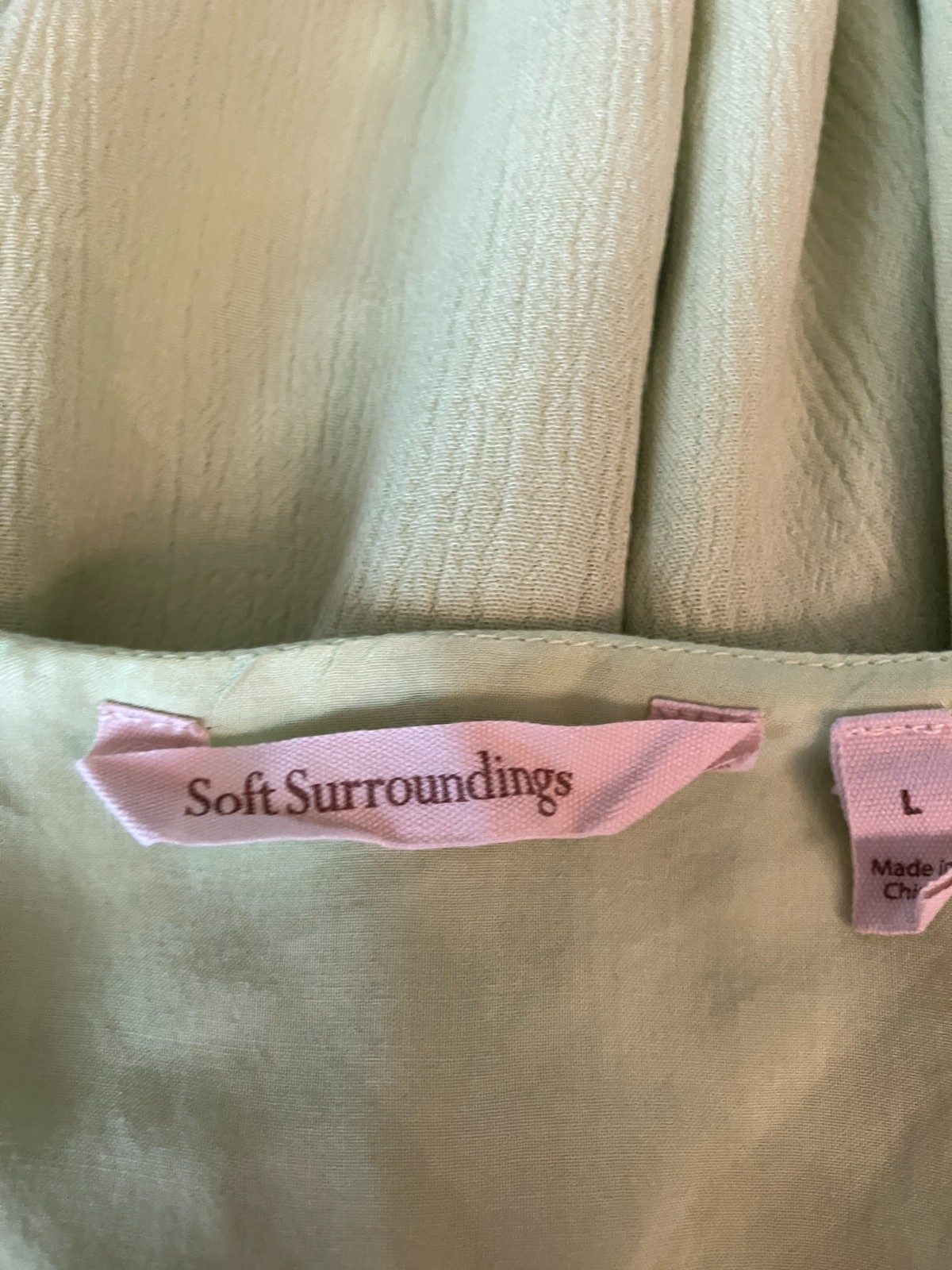 Soft Surroundings ~Lime Green ~Boho/Hippie/Coastal~Crinkle Gauze~Tunic Blouse ~L