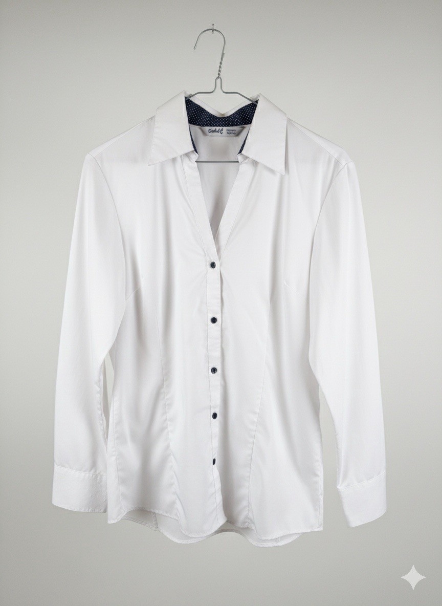 Cecil Women’s White Cotton Collared Button-Up Shirt Long Sleeve Woven