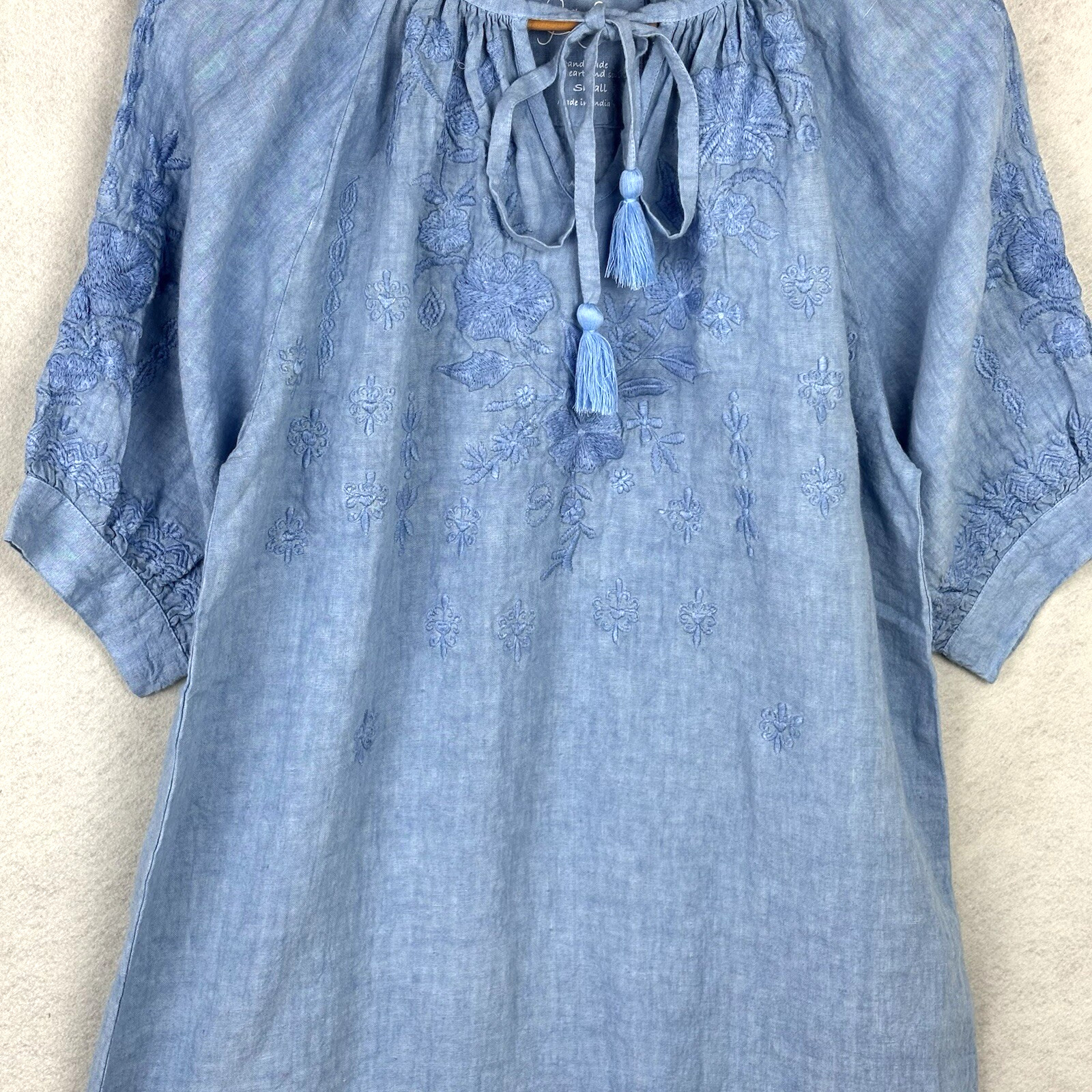 NWT Kyla Seo Caite Sz S 100% Linen Dress Tunic Blue Women Costal Beach Resort