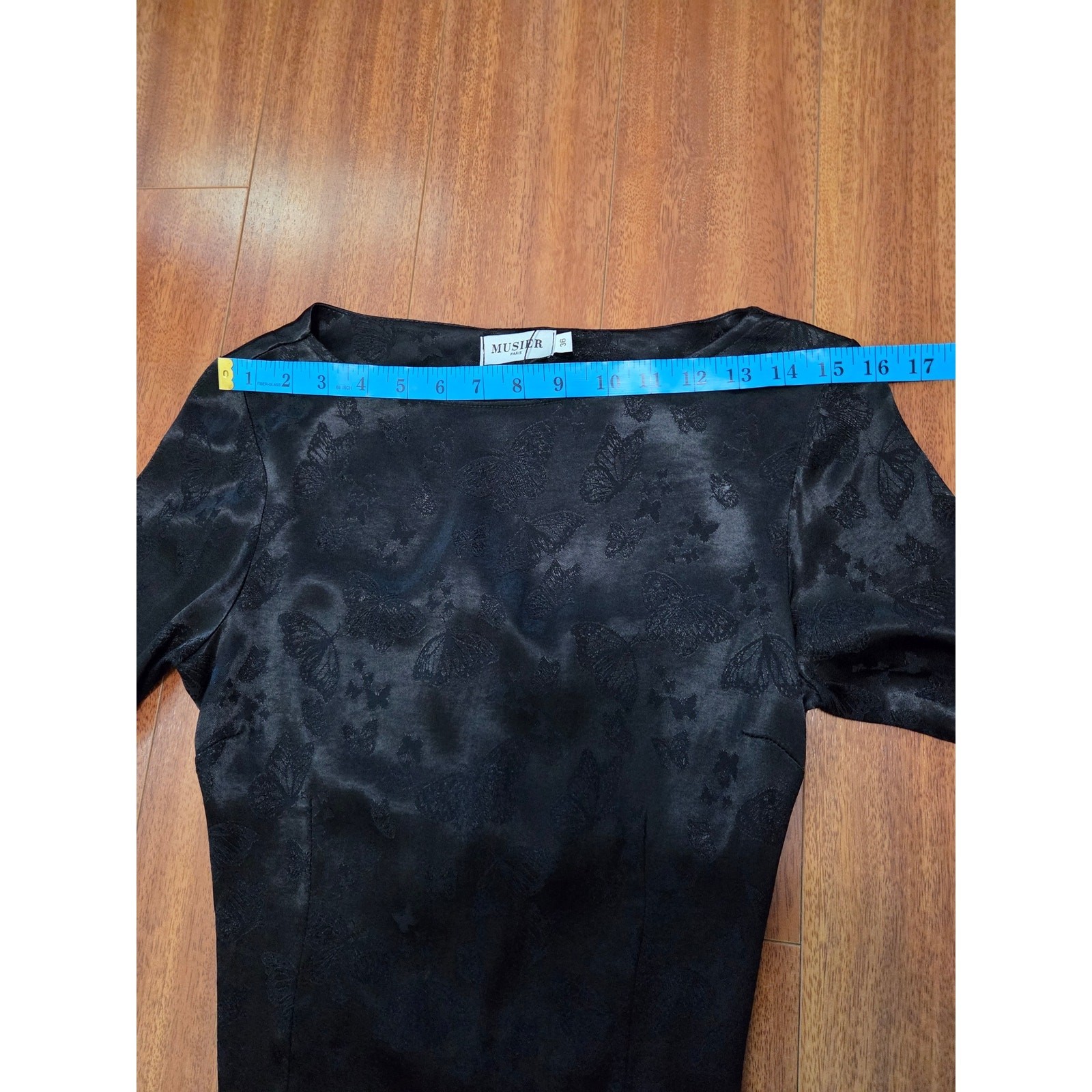 Musier Paris Camila Black Butterfly Jacquard Open Back Crop Top 36 S