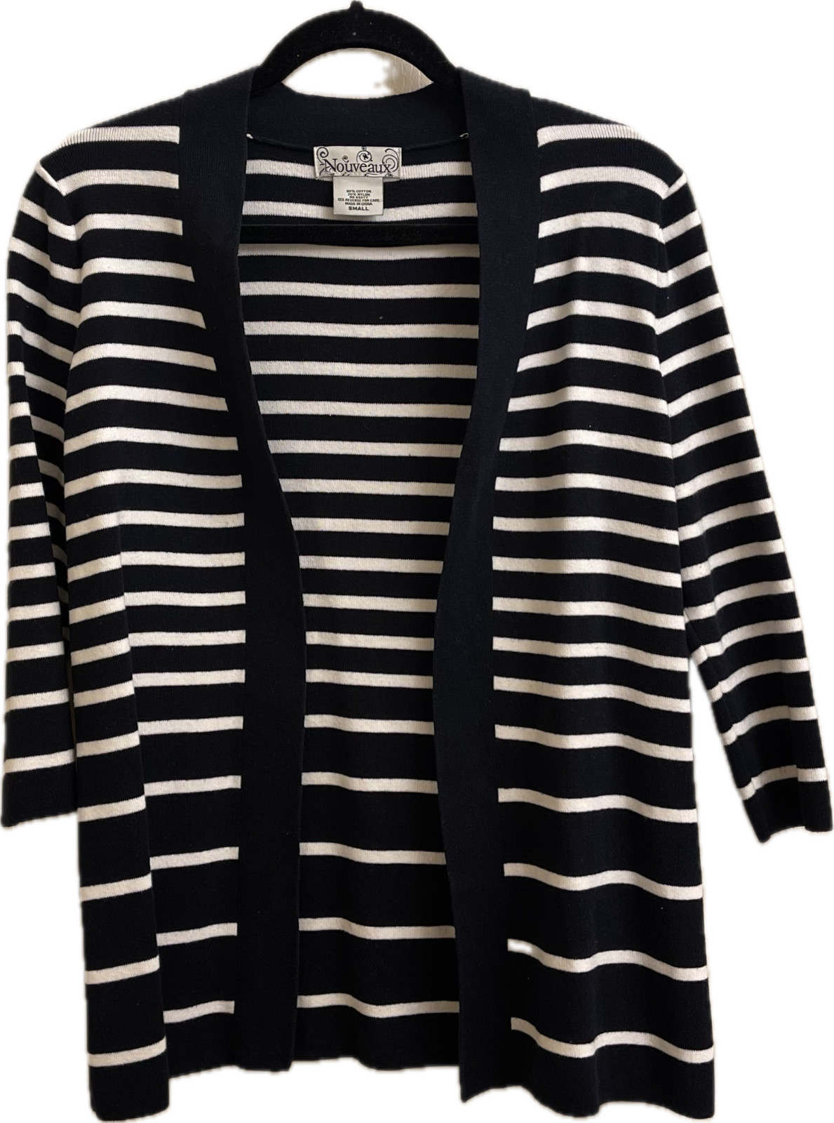 Nouveaux Women’s Black and White Striped Knit Cardigan Size S