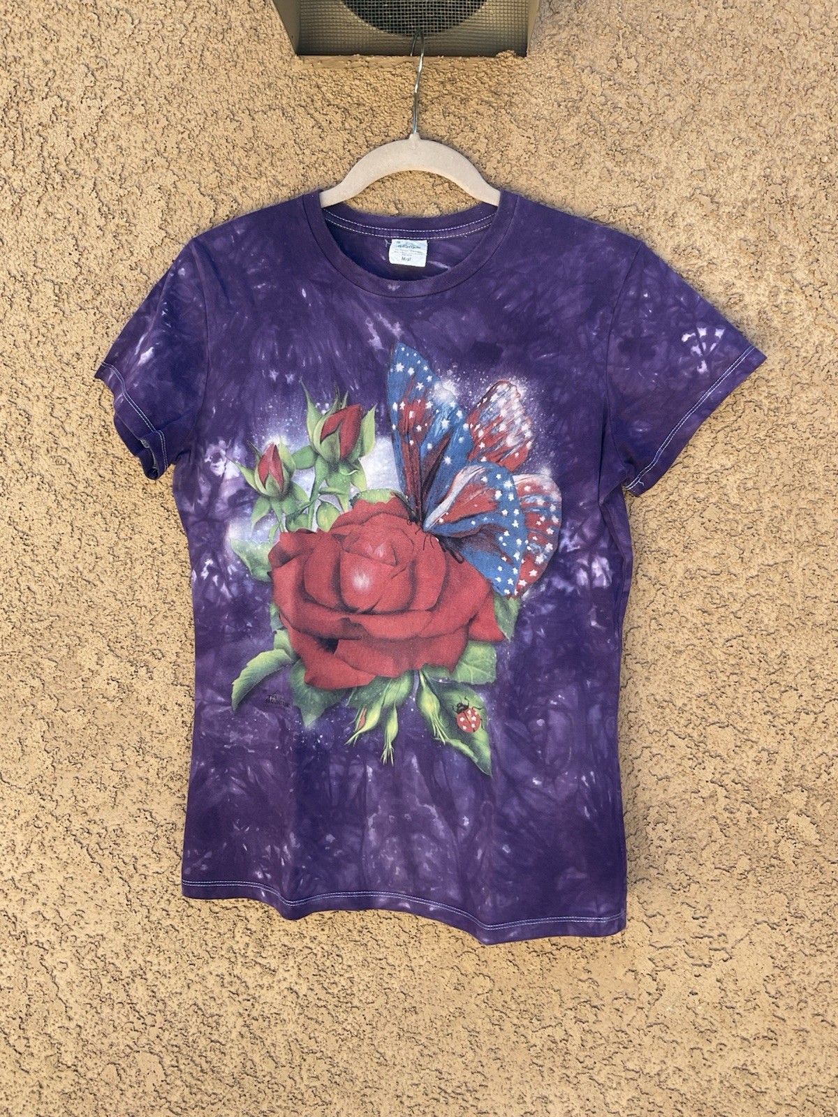 The Mountain Tie Dye T Shirt Women’s Medium Purple Rose Fairy Butterfly Whimsy