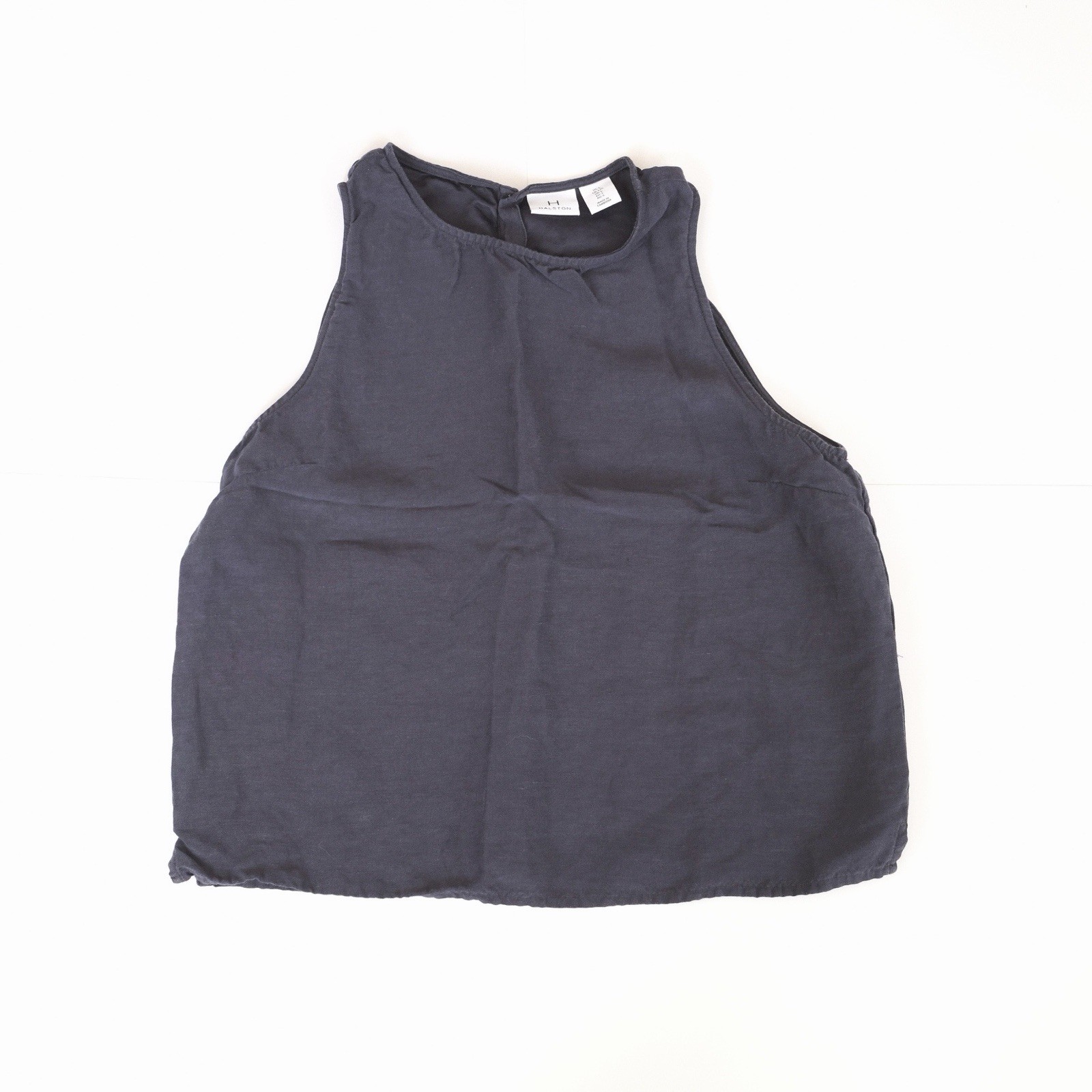 Halston Navy Linen Sleeveless Top – Size Large L