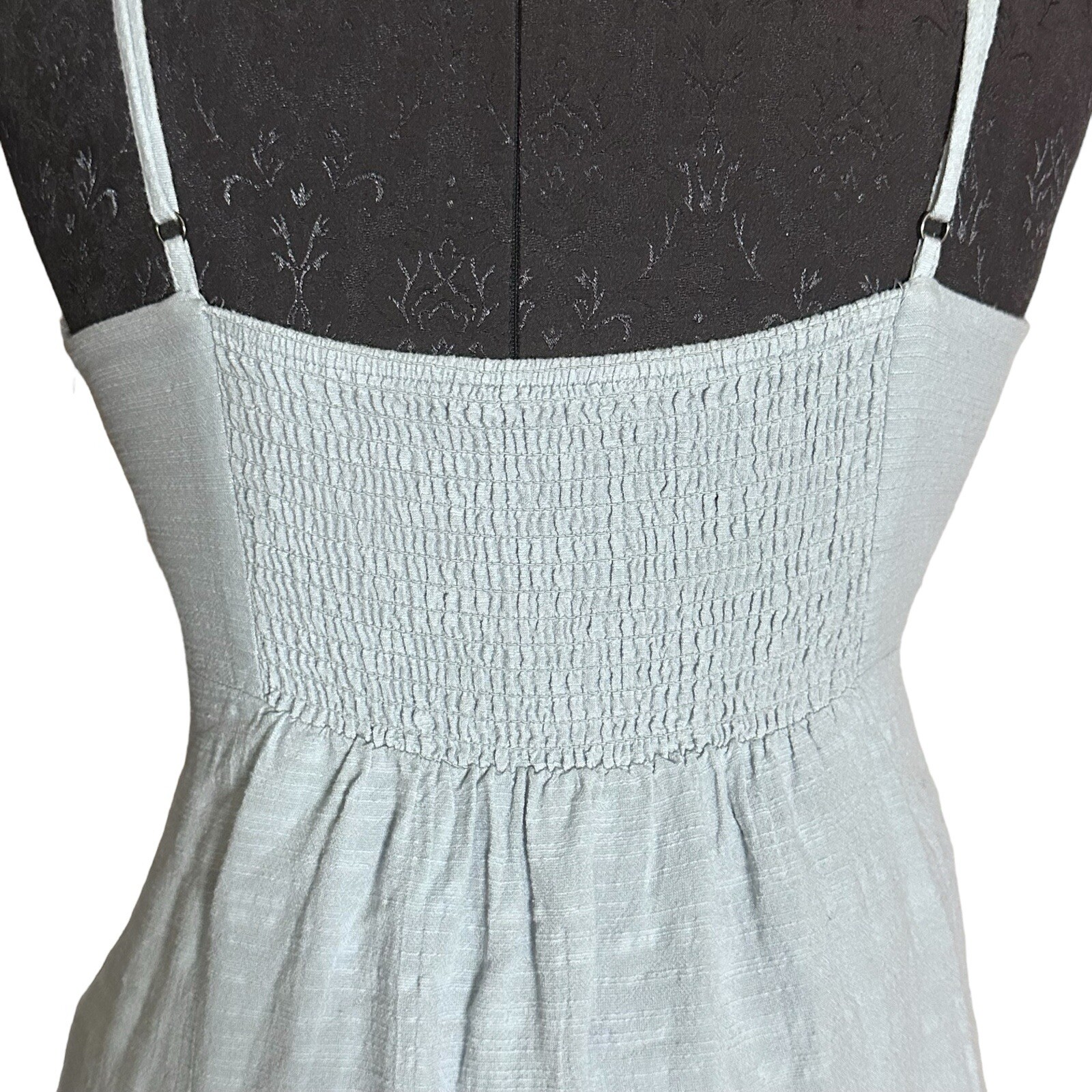 Lottie Moss Linen Tank Blouse Small Light Blue Faux Wrap Top Peasant Boho Chic