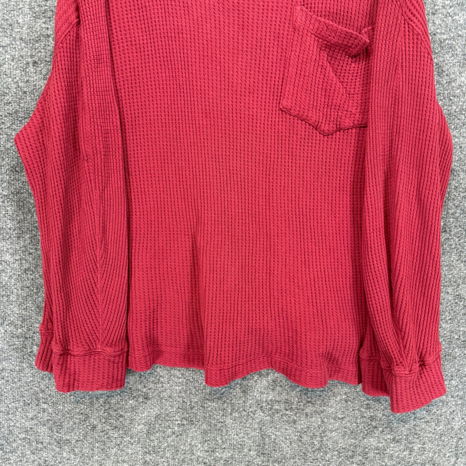 We The Free Shirt Women Medium Red Waffle Knit Oversized Thermal Bohemian
