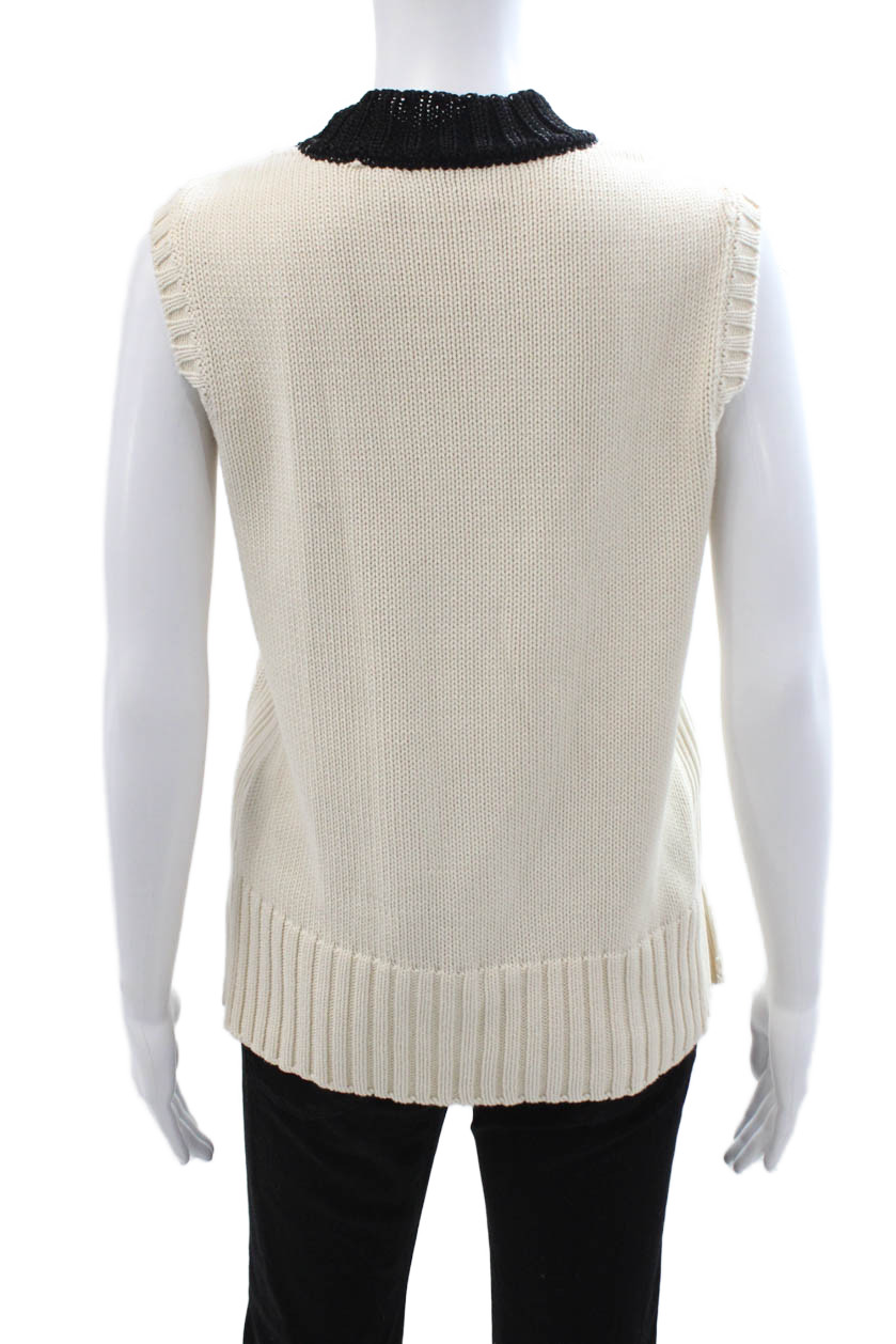 Yigal Azrouel Unisex Beige High Neck Sleeveless Sweater Vest Cotton Size XS