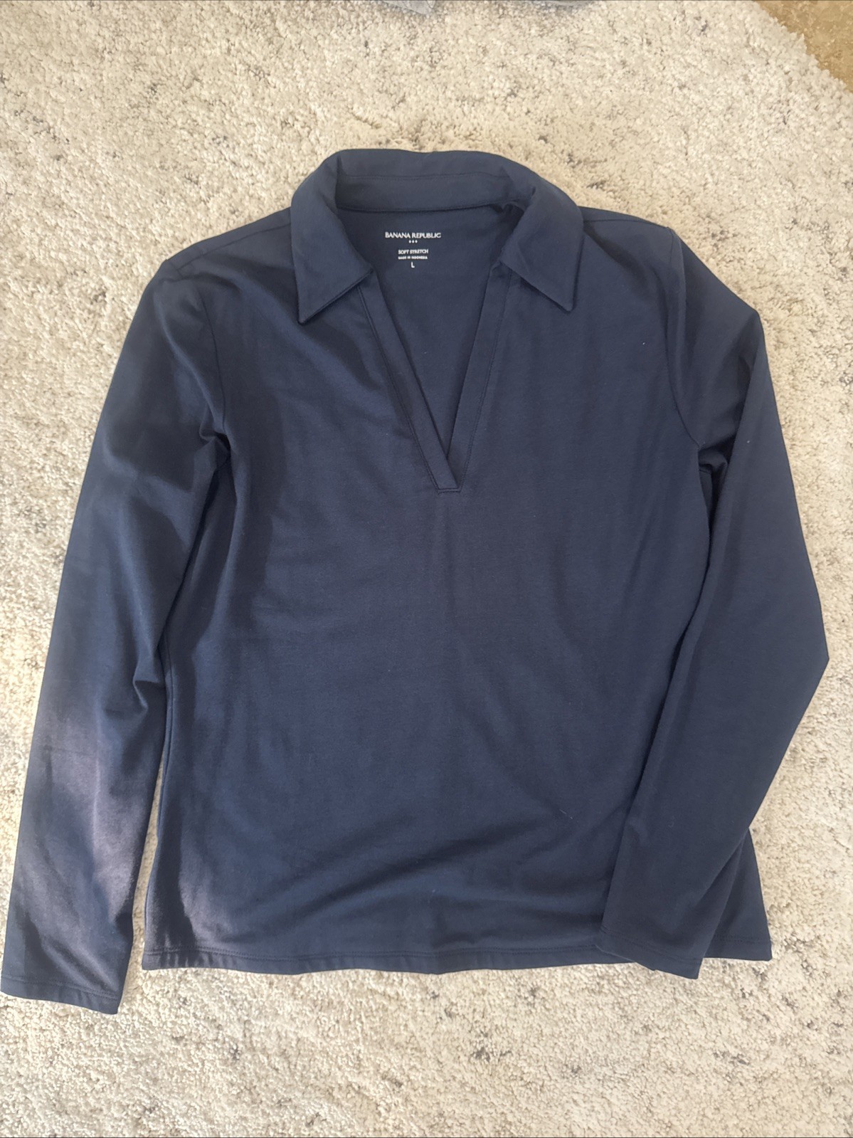 Banana Republic Navy Blue Soft Stretch Polo in Navy Blue SizeL