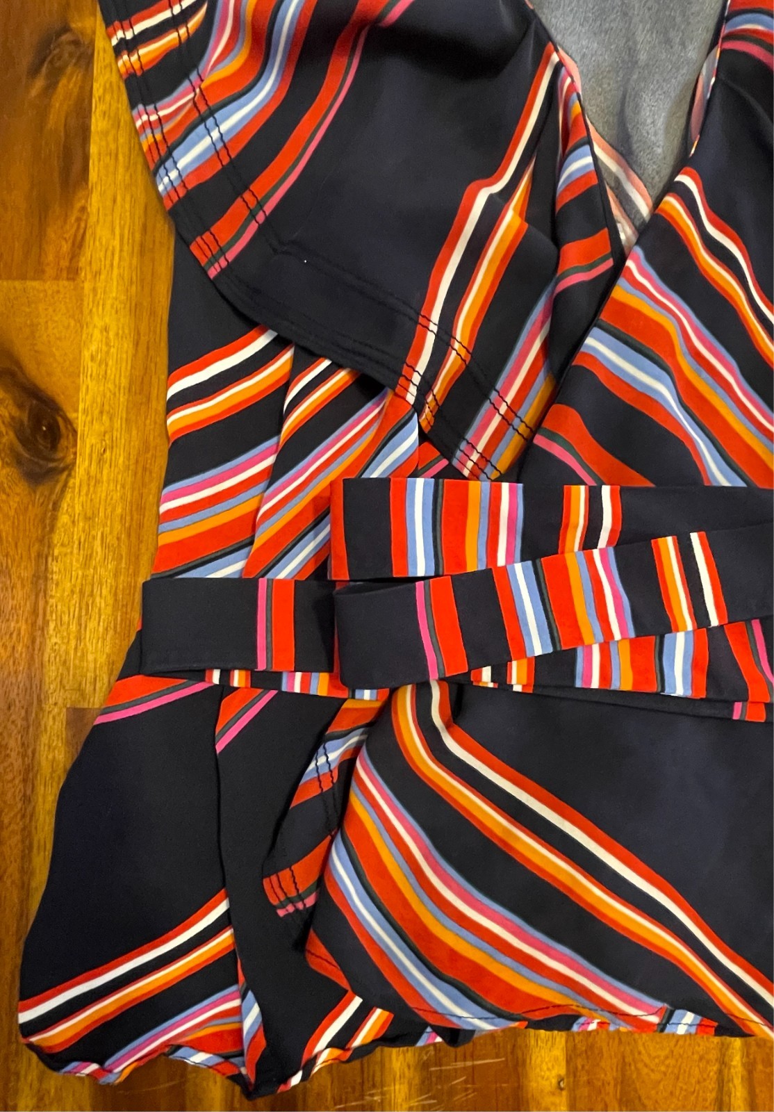 Women’s TORY BURCH Striped Sleeveless Tie Waist Wrap Top Blouse – Size 6