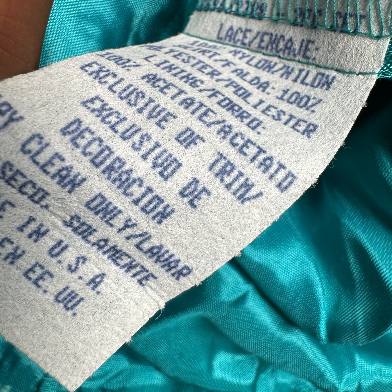 VTG Cachet Bari Protas 80s Lace Overlay Blouse Top 8 NWT USA Turquoise Back Zip