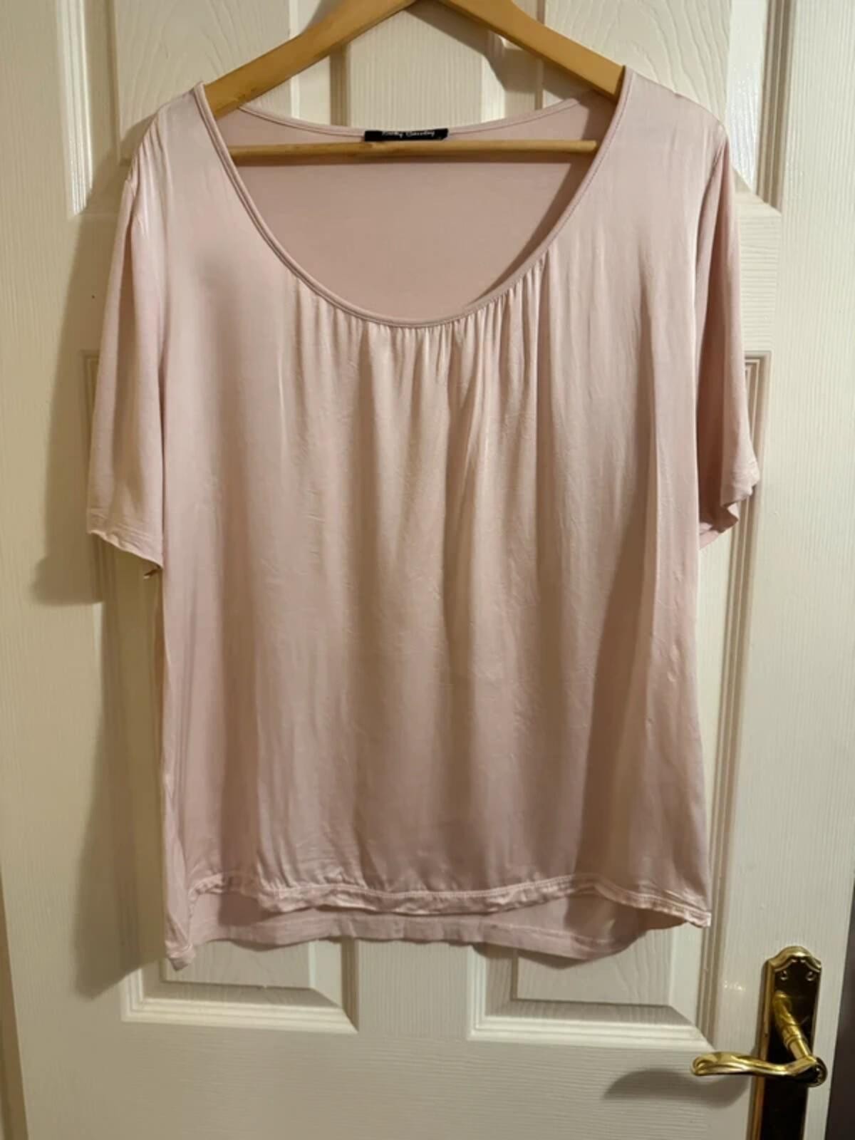 Betty Barclay Pale Pink Stretch Top UK 18 Scoop Neck Soft Viscose