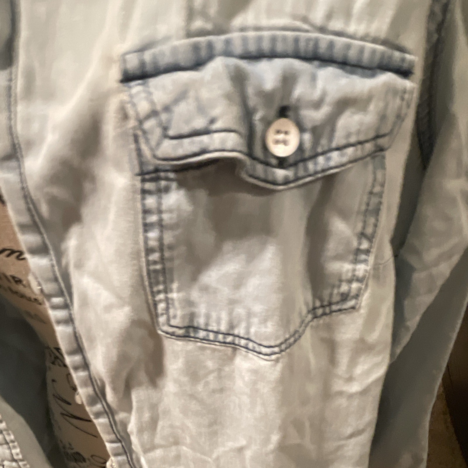 Torrid Light Blue Solid Denim Collared Long Sleeve Button-Up Shirt Plus 1