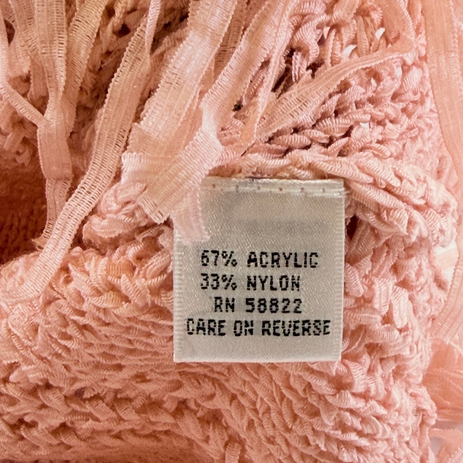 Max Studio Peach Knit Sleeveless Fringe Hem Top Keyhole Tie Womens Medium 269C3