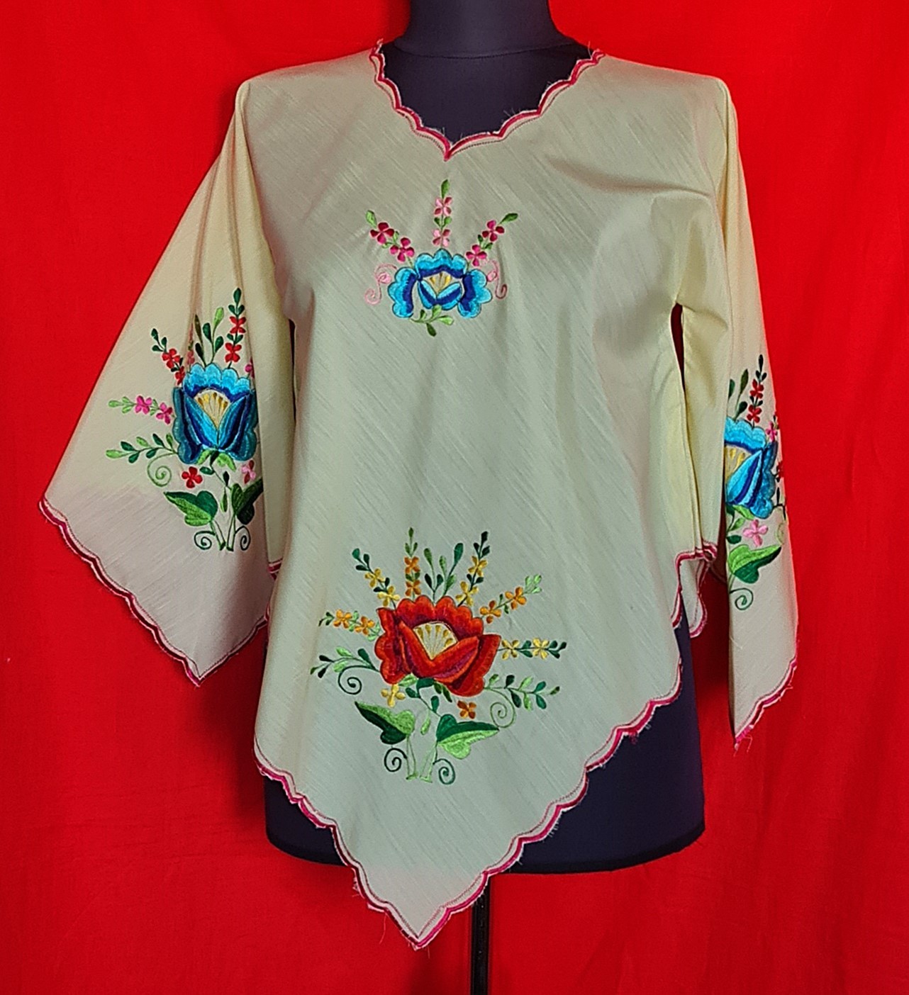 BLOUSE VINTAGE TRACHTEN DIRNDL OKTOBERFEST TYROL YELLOW EMBROIDERY TOP 10 38