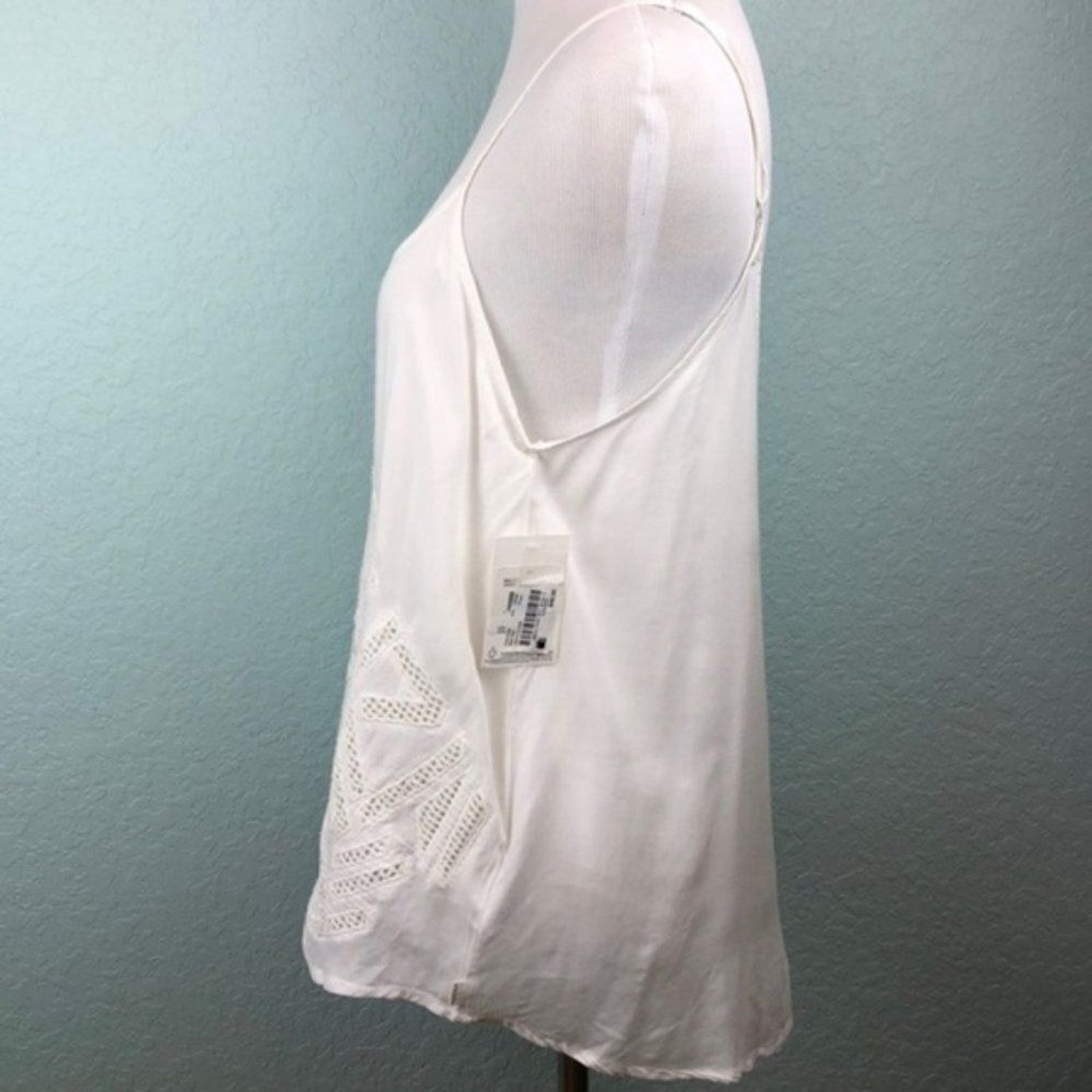 Volcom Boho Cream & Mesh Inset Casual Cami Tank Top NWT