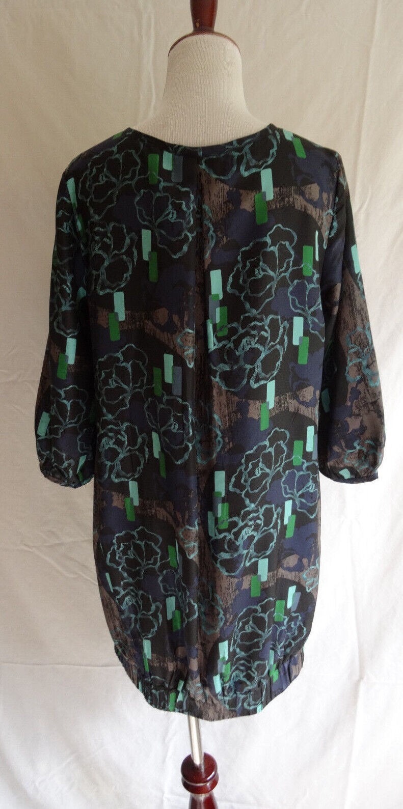 Classiques Entier 100% Silk Retro Geo Pop Art Shift Bubble Dress Tunic Top – S