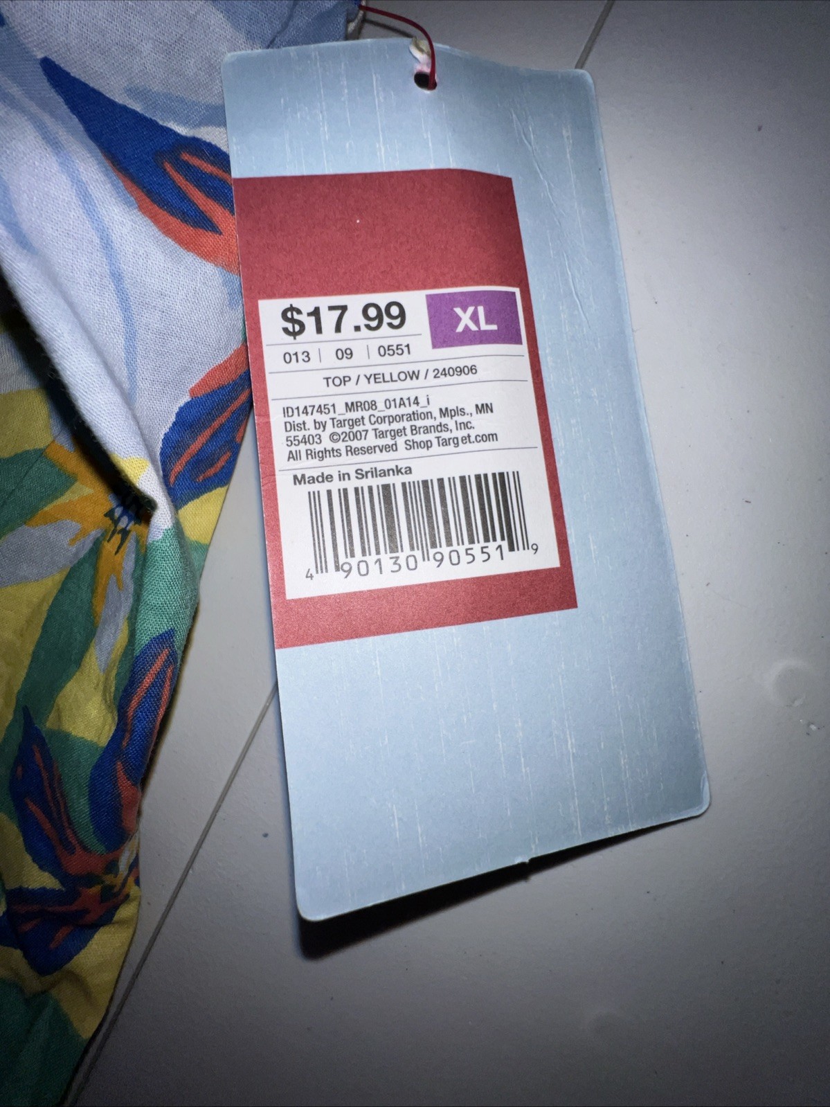 NEW Mossimo Tank Top XL Yellow Floral Print Elastic Waist Sleeveless Straps NWT
