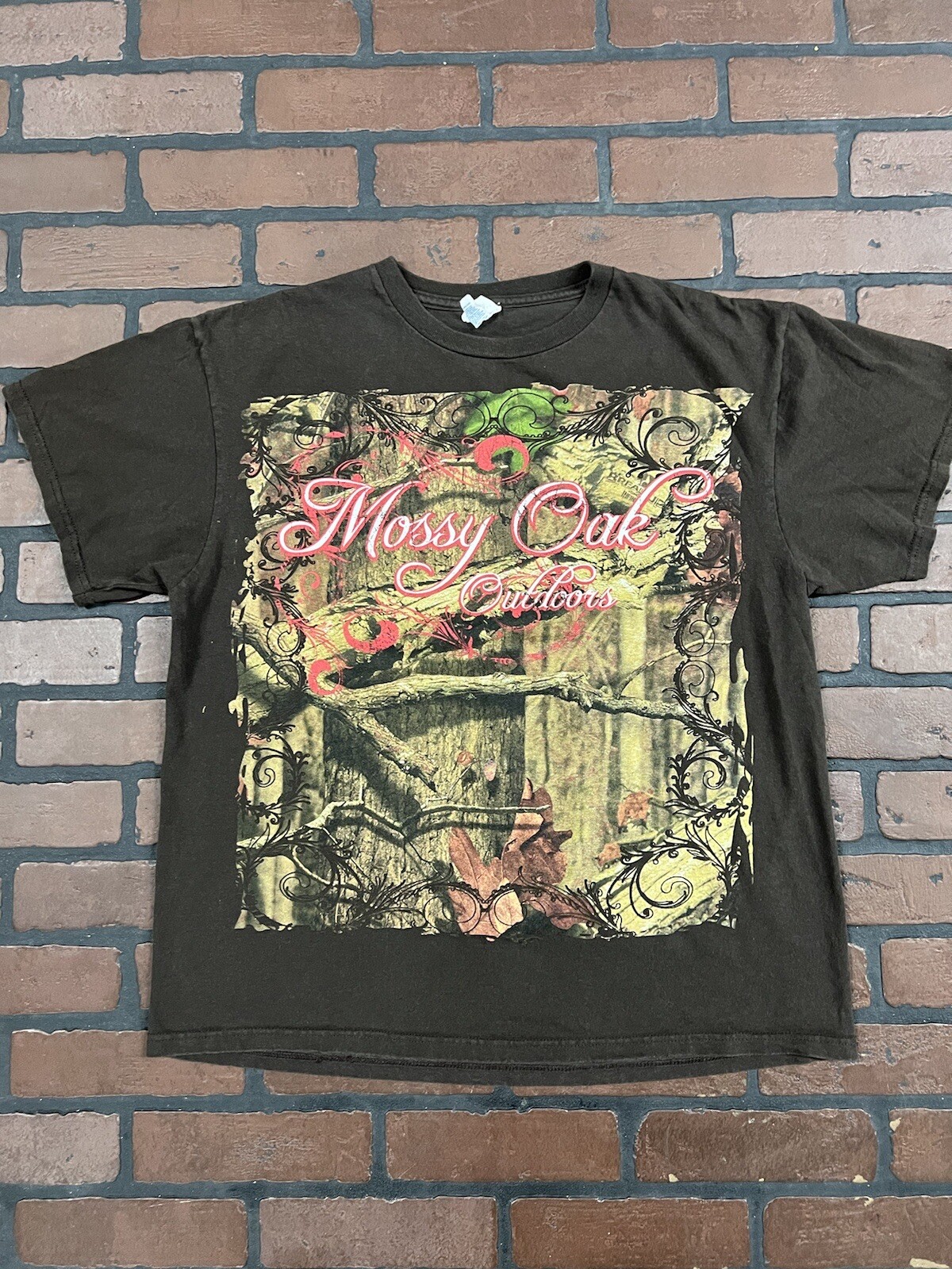 VTG Mossy Oak Women’s T-shirt D/Sided Camo Y2K “Its an obsession” Hunting Cotton