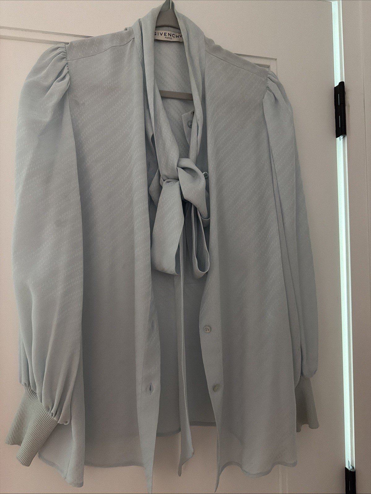 Givenchy Light Blue Blouse Elegant Logo With Sash