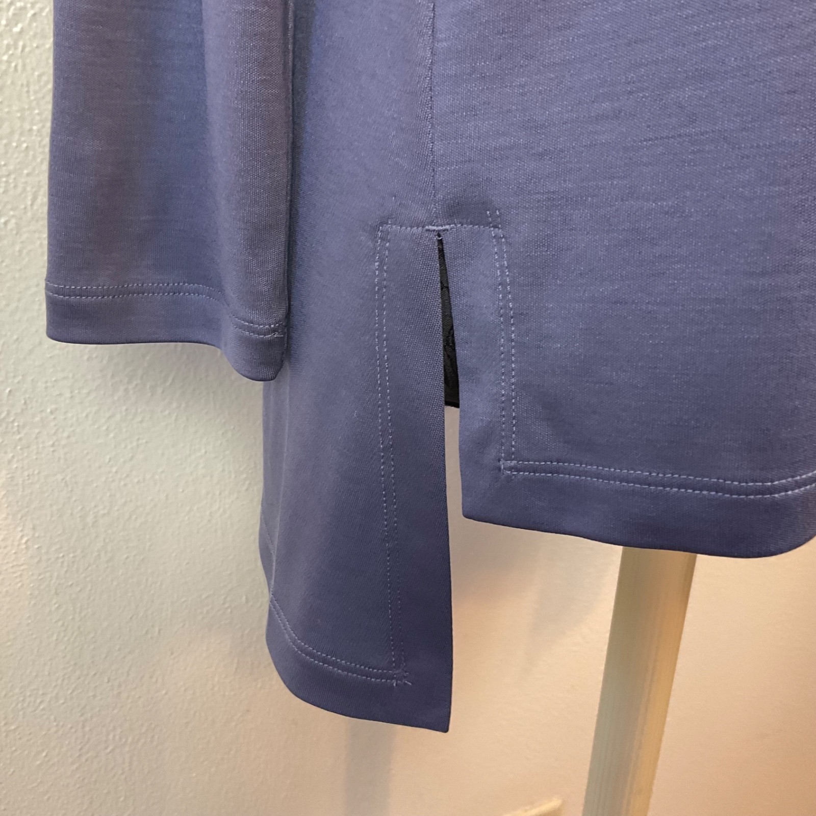 Eileen Fisher Tunic Top 100% Tencel Periwinkle Gray Boat Neck Long Sleeve Sz XS