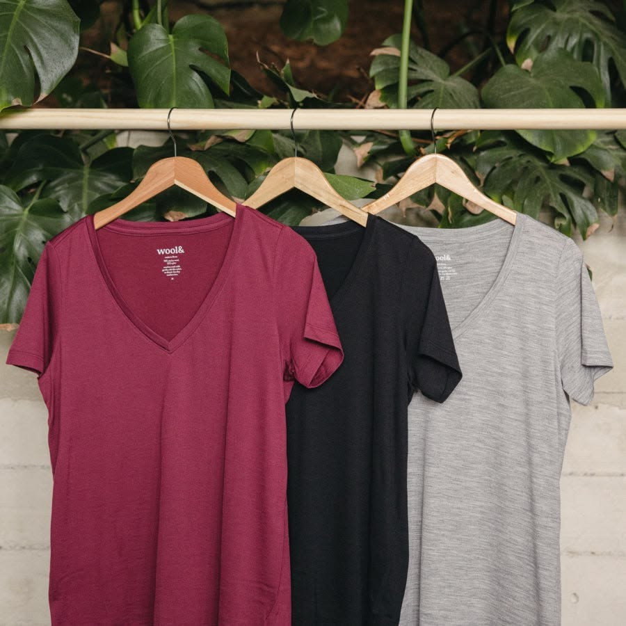 New WOOL& Morgan V-Neck Tee, Black L