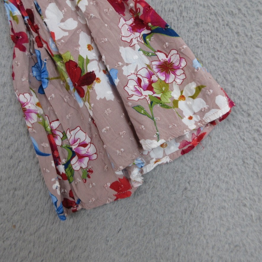 Cupio Shirt Women L Pink Floral Cottagecore Bohemian Festival Vibrant Dopamine