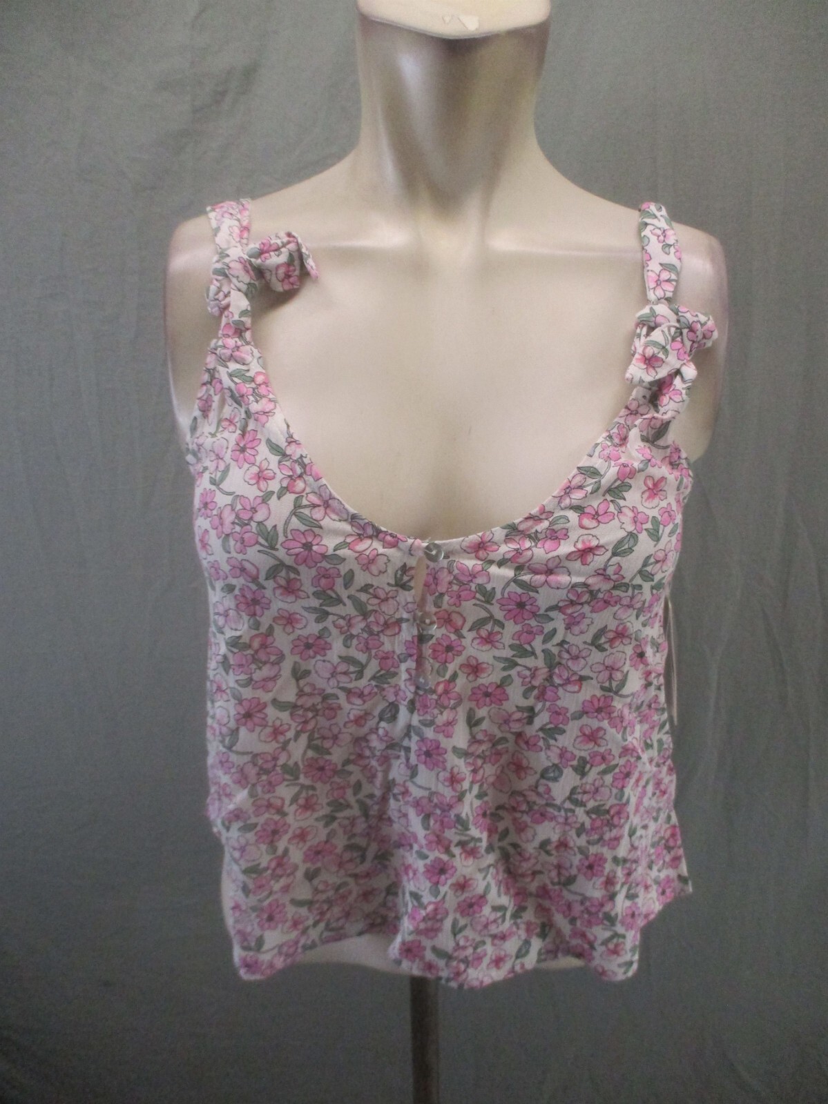 NWT Promesa Size S Womens Floral Scoop Neck Open Back Lightweight Cami Top 052