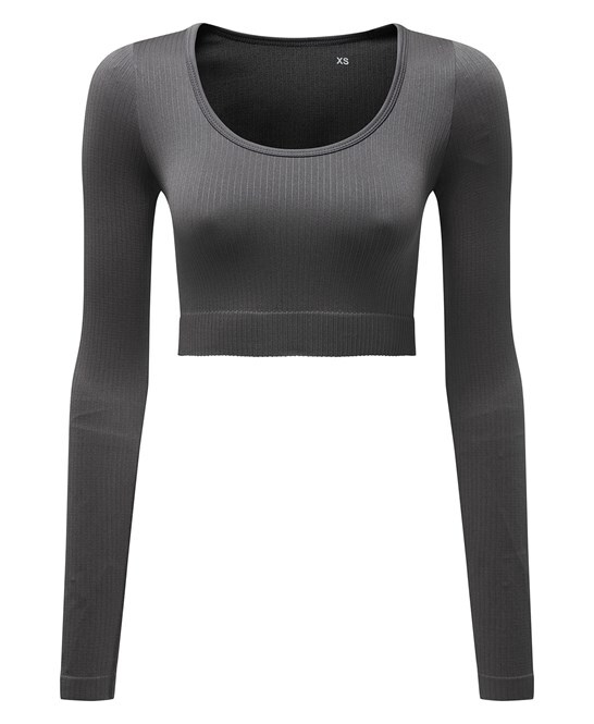 Personalised Custom Women TriDri ribbed seamless 3D Fit Crop Top Exercise TR224