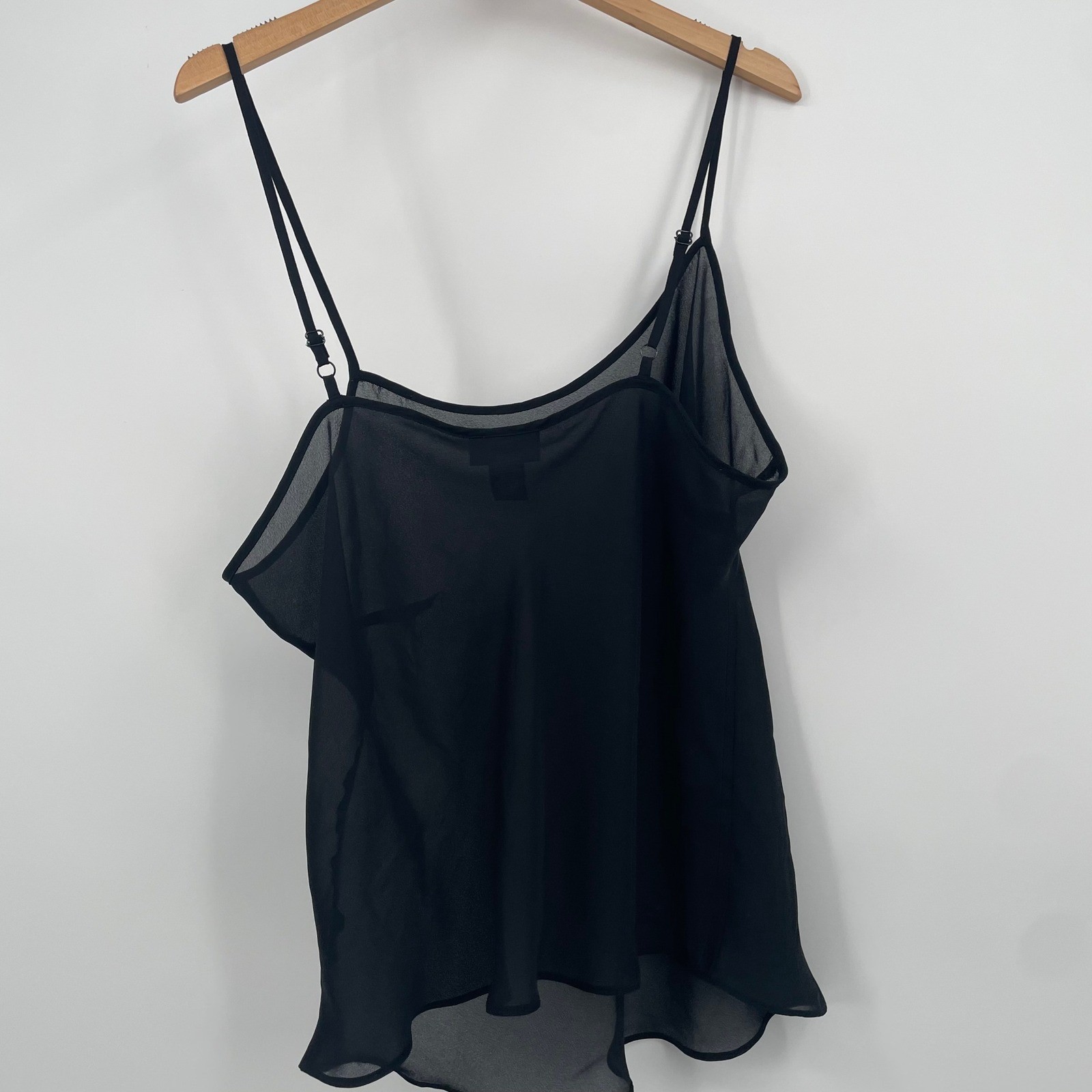 Lane Bryant Black Sheer Chiffon Camisole Adjustable Strap Tank Top Womens 18/20