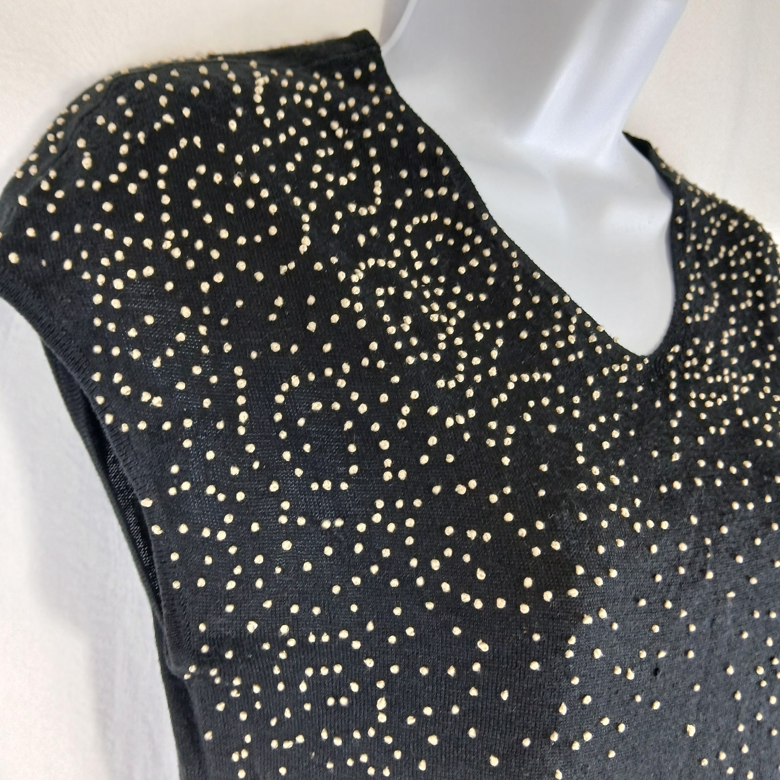 Banana Republic 80% Silk Blend Studded Blouse Size M Black Glam Luxe Minimalist