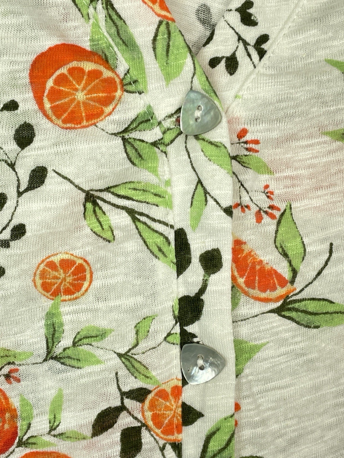 Joie Women M Sleeveless Blouse Linen Citrus Orange Print Button Front Coastal