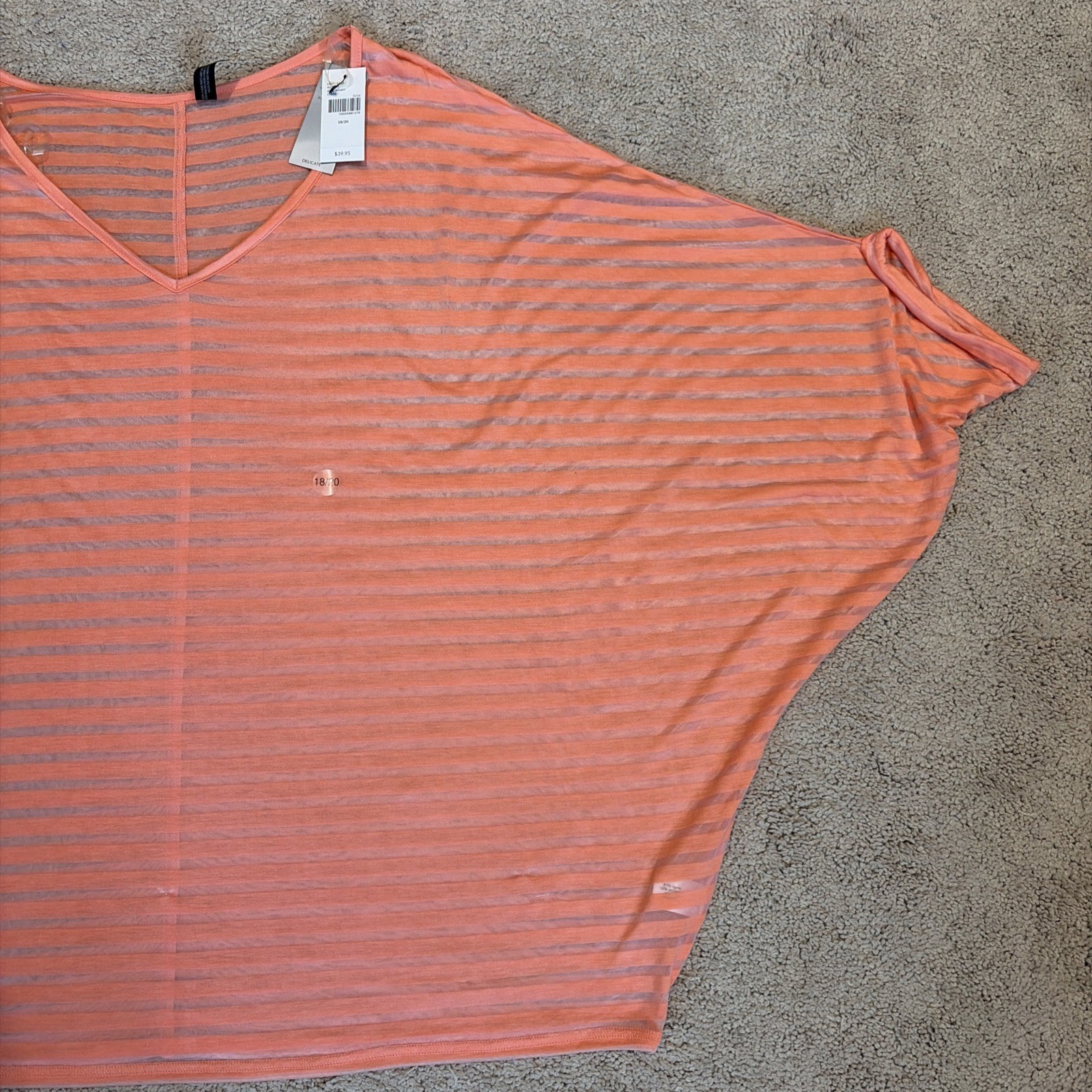 Lane Bryant Shadow Stripe Dolman Sleeve Top Size 18/20 Oversized Sheer Boho NWT