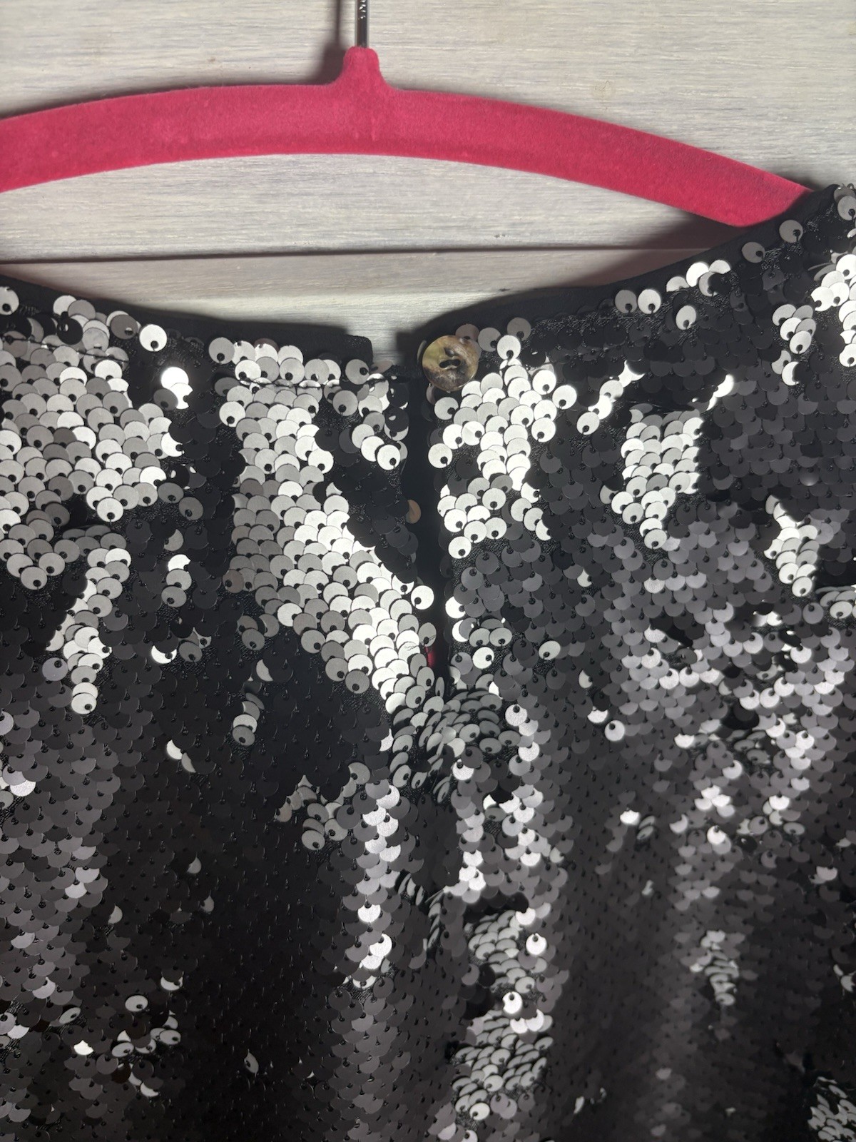 Buddy Love Black Smoke Sequin Blanche Top Oversized Party Fun Embellished