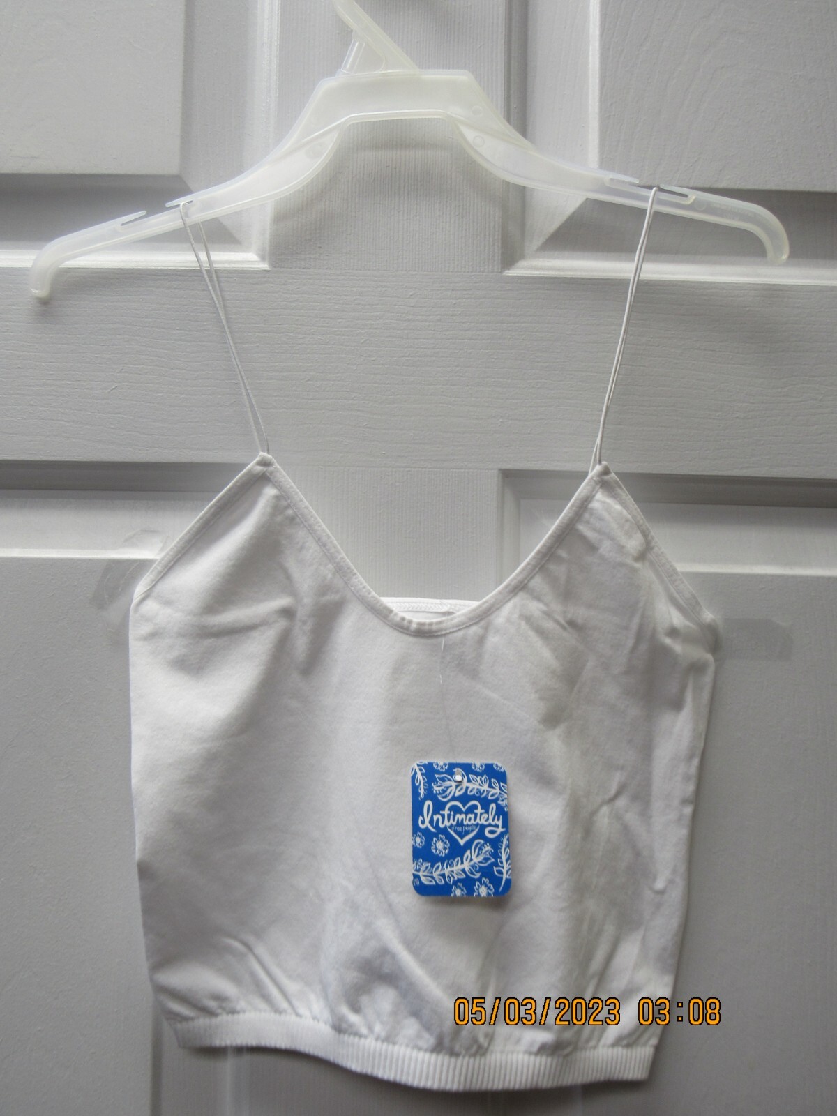 Free People Skinny Strap Brami Cropped Tank Top Bralette White Size XS/S $20