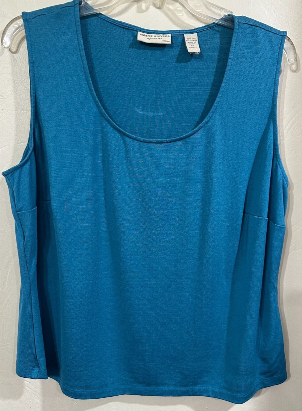 Valerie Stevens 1X Fancy Tank Top Pullover Shirt Shell Turquoise Silk Blend EUC