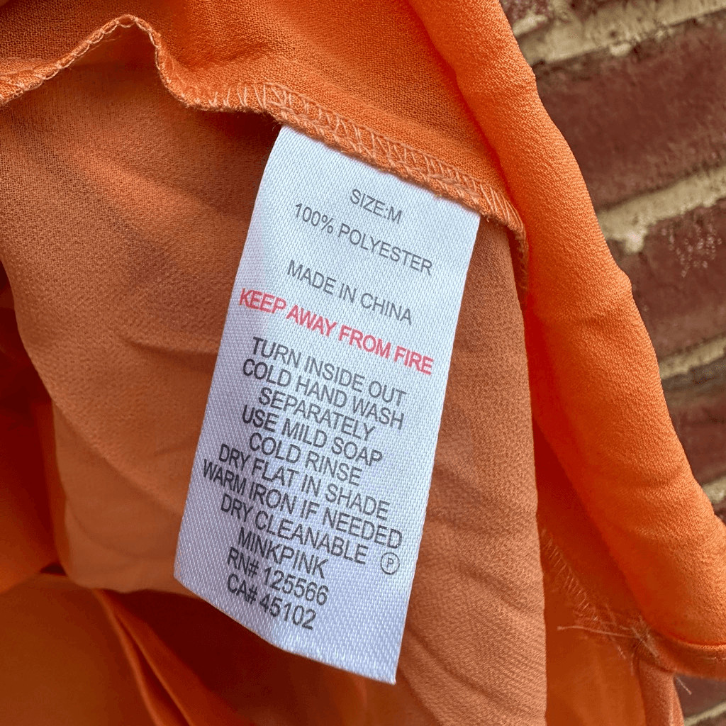 MINKPINK Oversized Button Front Shirt Orange High Low Boxy women’s Medium NWT