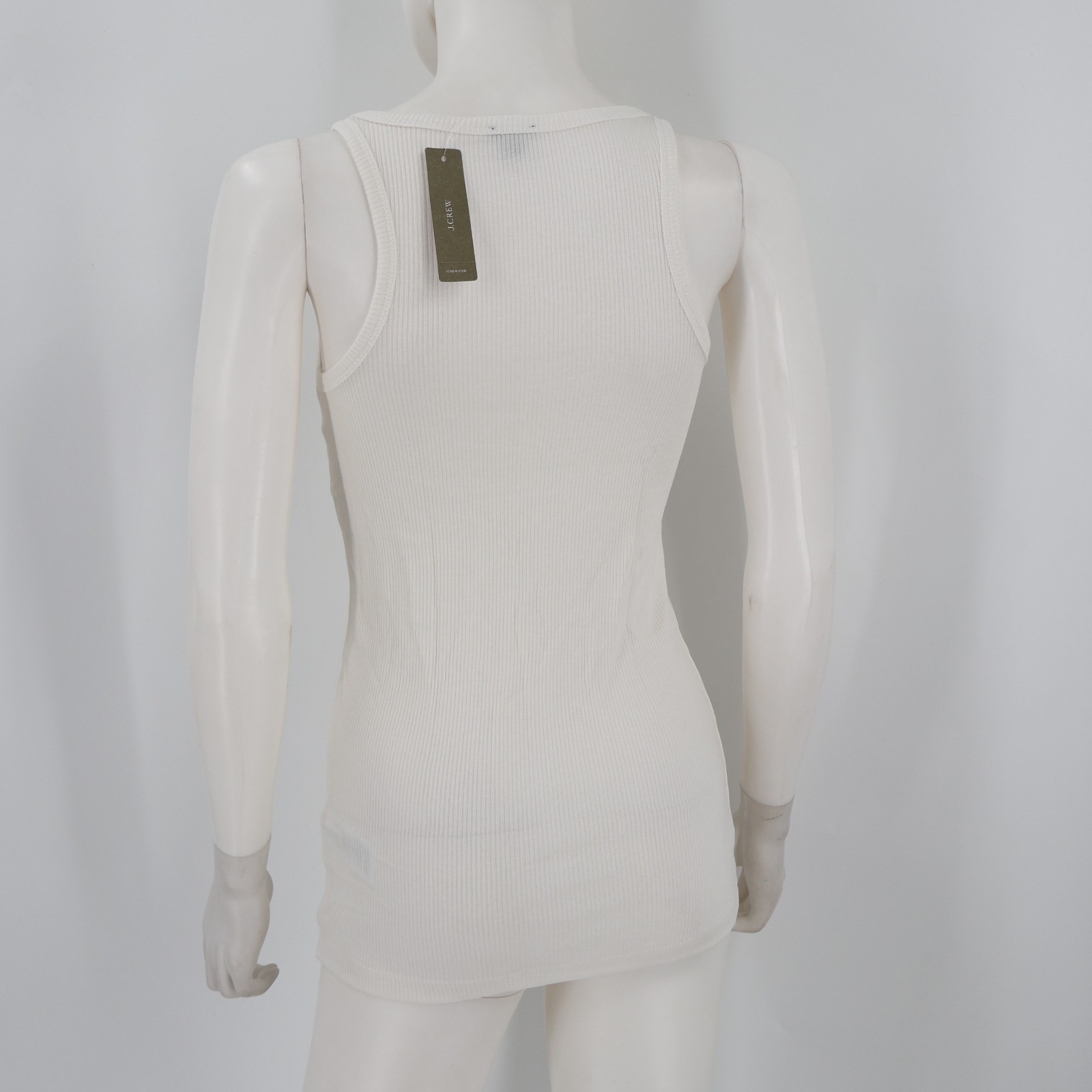 NEW J. Crew Fine Rib Racerback Tank Top White Minimalist Modal Elastane Basics S