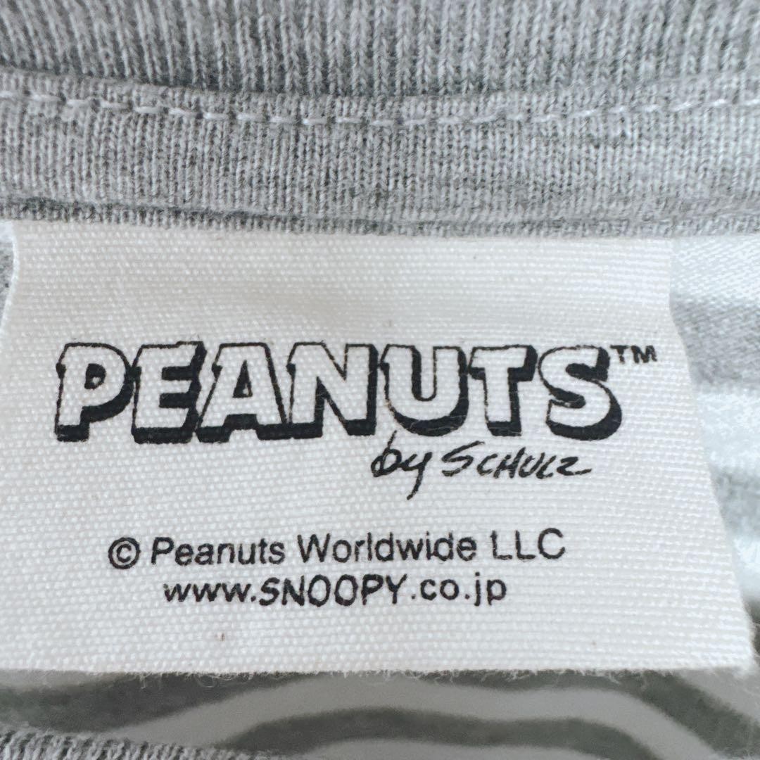 Peanuts Snoopy T-shirt Short Sleeve Cotton White Gray M Near Mint Condition