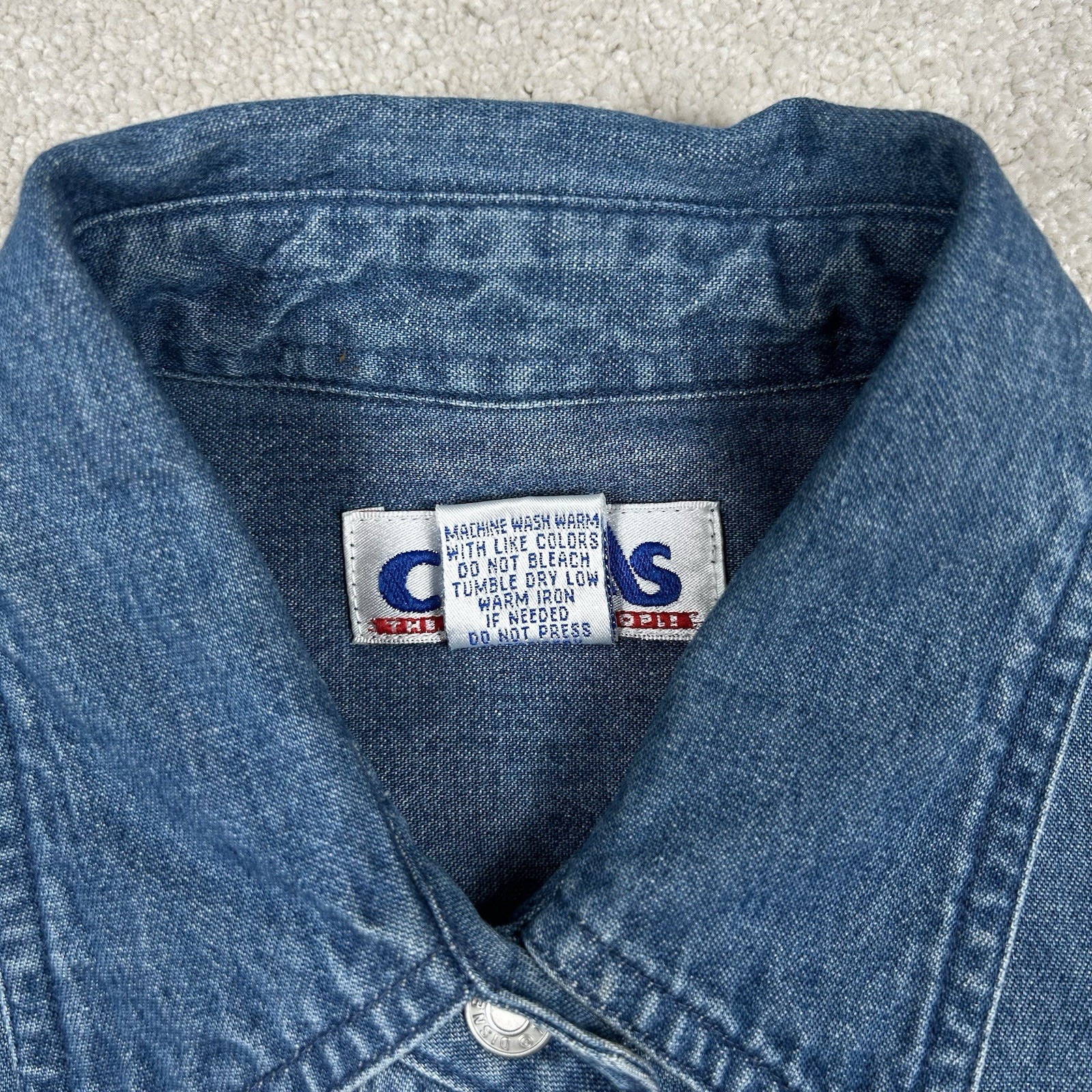 Vintage Disney Store Denim Shirt Cintas Employee Uniform Medium Mickey Mouse 90s