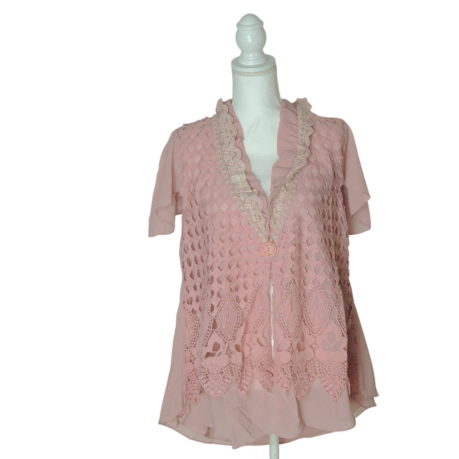 Pretty Angel Pink Fairy Whimsy Lined Single Button Top Small