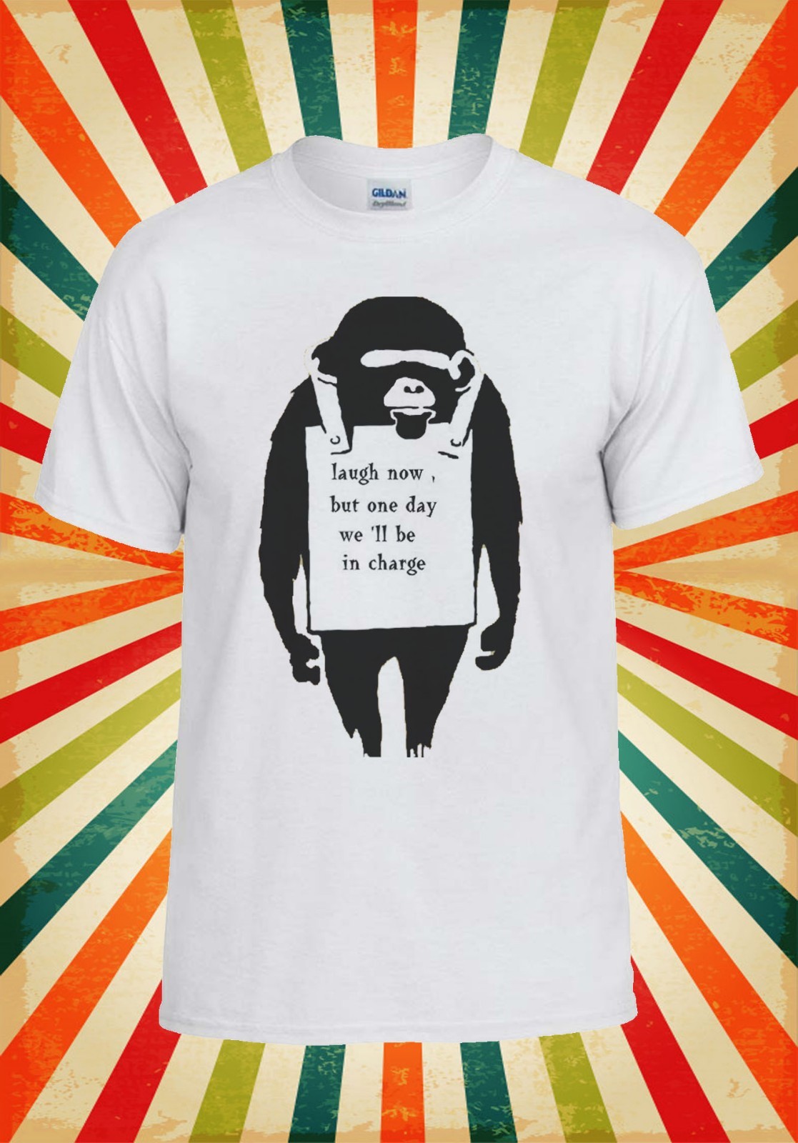Banksy Monkey Lough Now Hipster Funny Men Women Vest Tank Top Unisex T Shirt 454